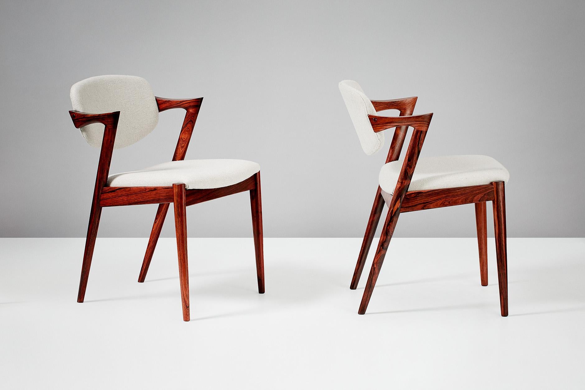 Scandinavian Modern Set of 6 Kai Kristiansen Model 42 Dining Chairs, Rosewood