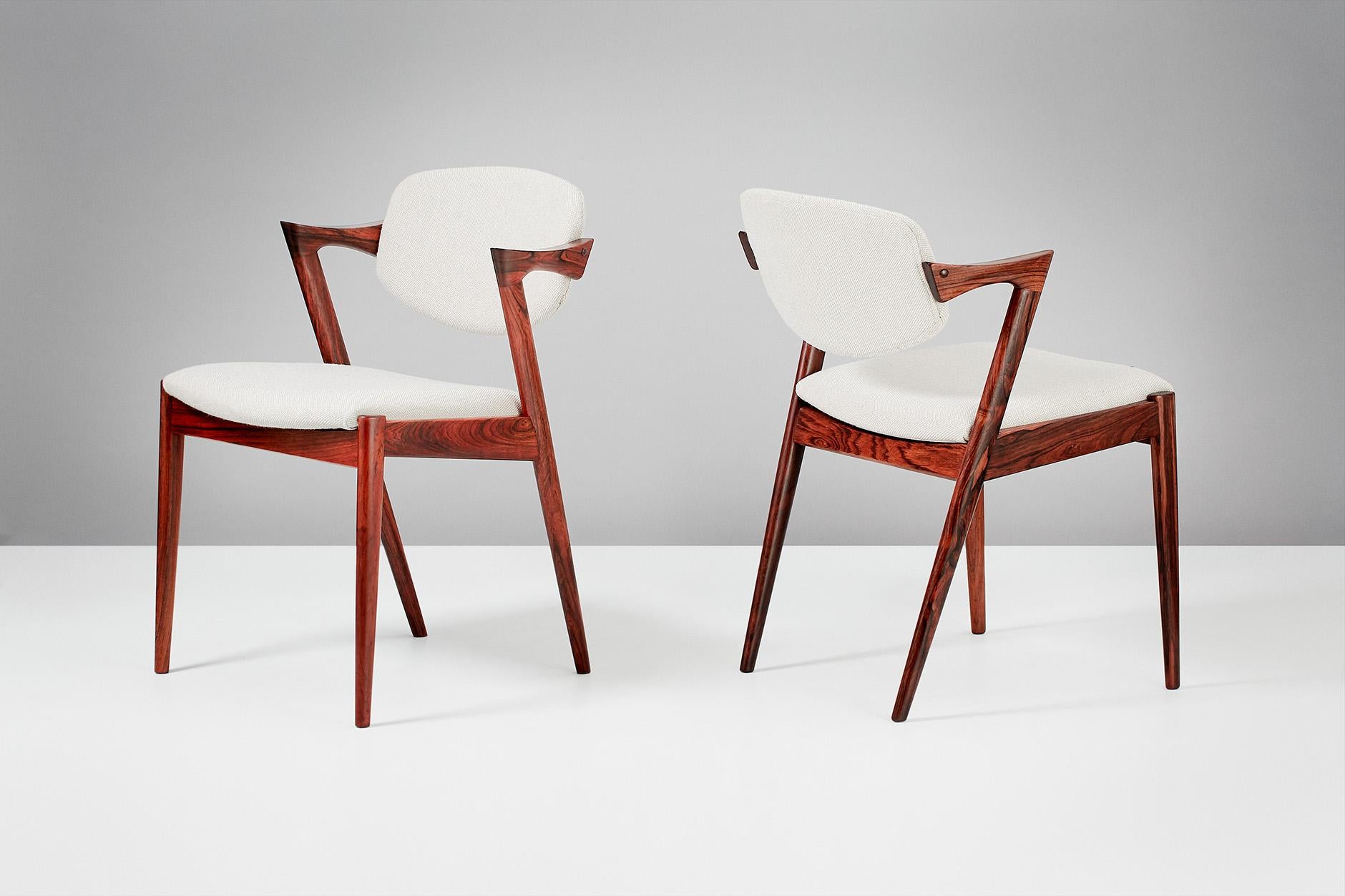 Set of 6 Kai Kristiansen Model 42 Dining Chairs, Rosewood In Excellent Condition In London, GB