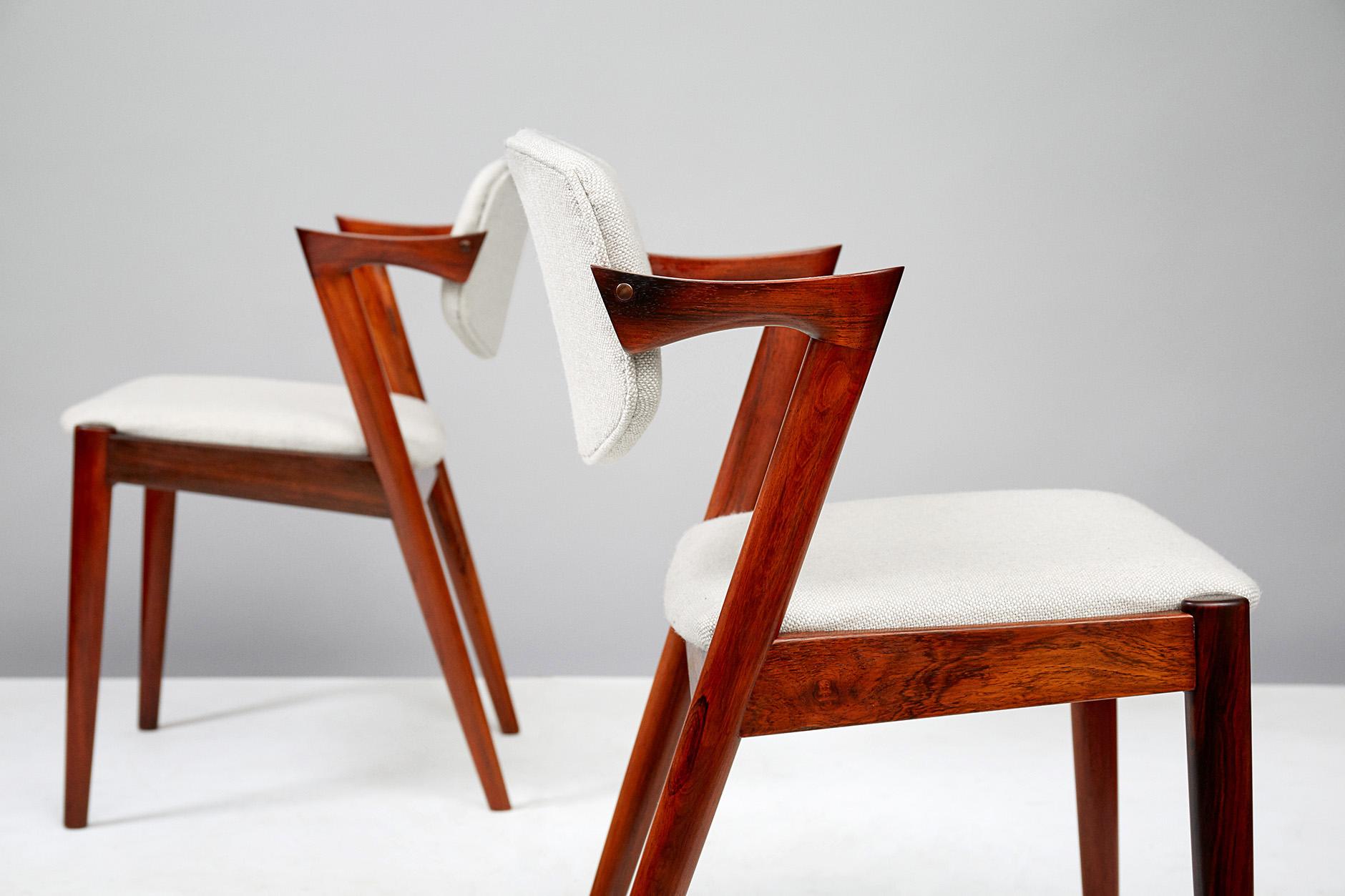 Set of 6 Kai Kristiansen Model 42 Dining Chairs, Rosewood In Excellent Condition For Sale In London, GB
