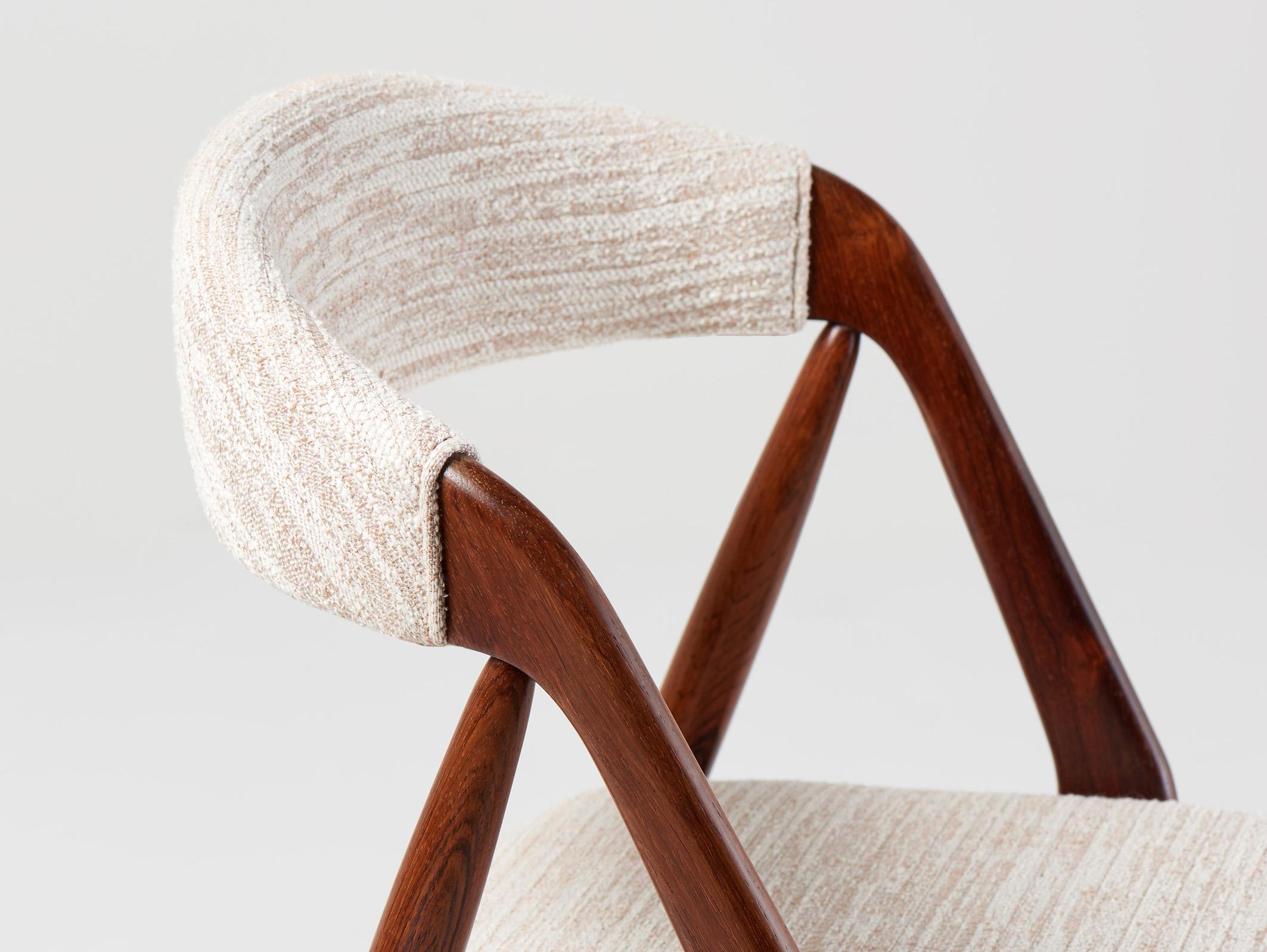 Danois Ensemble de 6 chaises de salle à manger Kai Kristiansen en bois de rose, modèle 31, années 1960 en vente