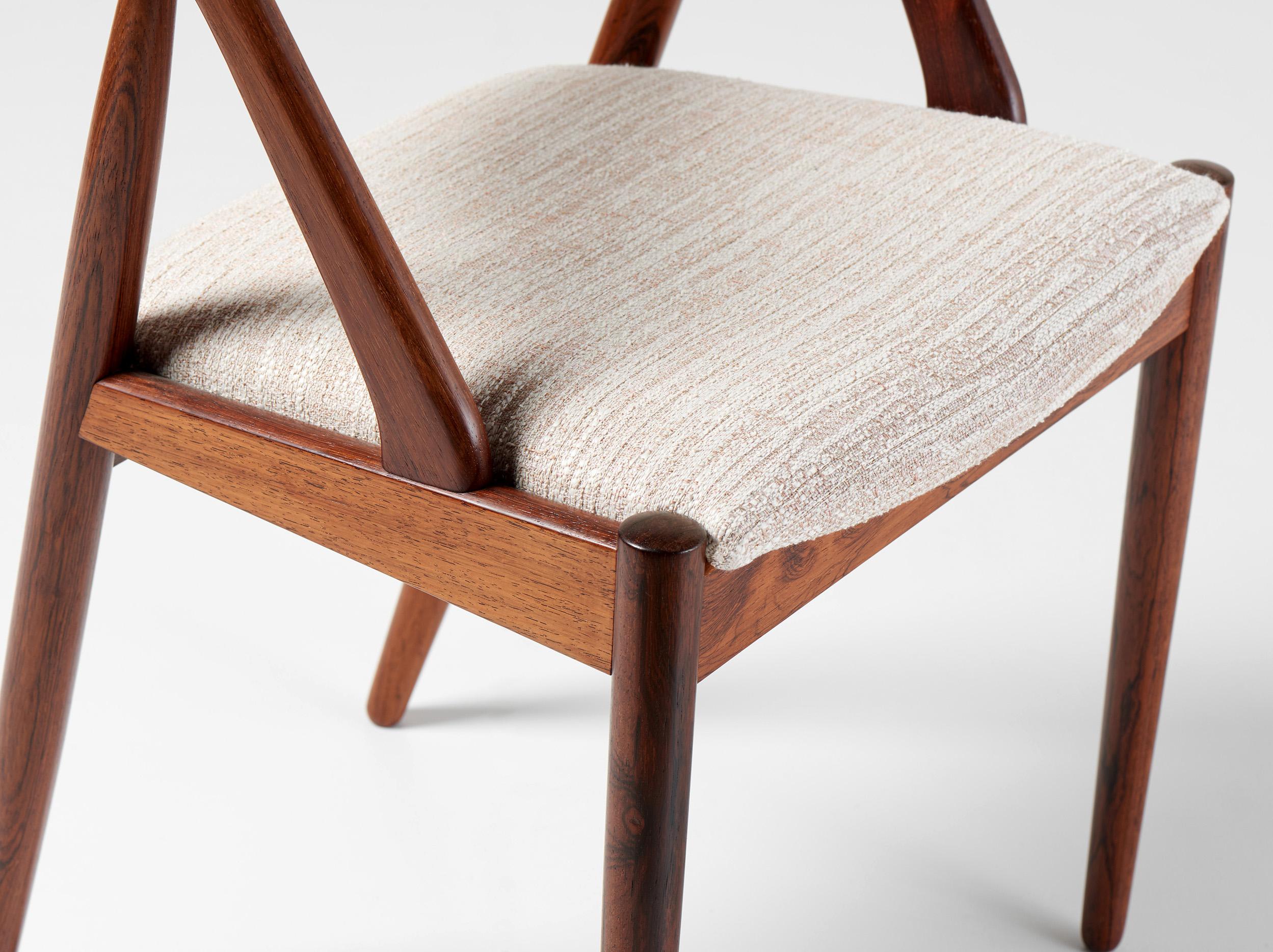 Ensemble de 6 chaises de salle à manger Kai Kristiansen en bois de rose, modèle 31, années 1960 Excellent état - En vente à London, England