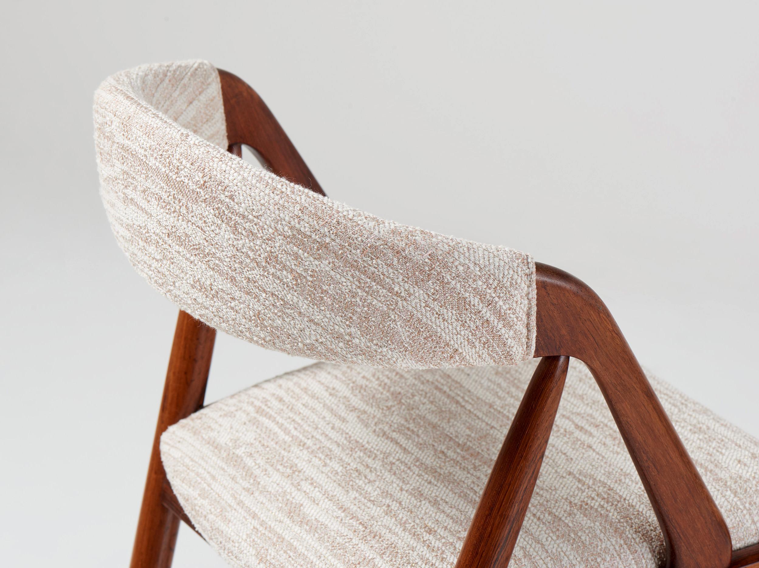 Milieu du XXe siècle Ensemble de 6 chaises de salle à manger Kai Kristiansen en bois de rose, modèle 31, années 1960 en vente