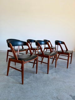 Juego de 6 sillas de comedor danesas de teca de mediados de siglo, estilo Kai Kristiansen