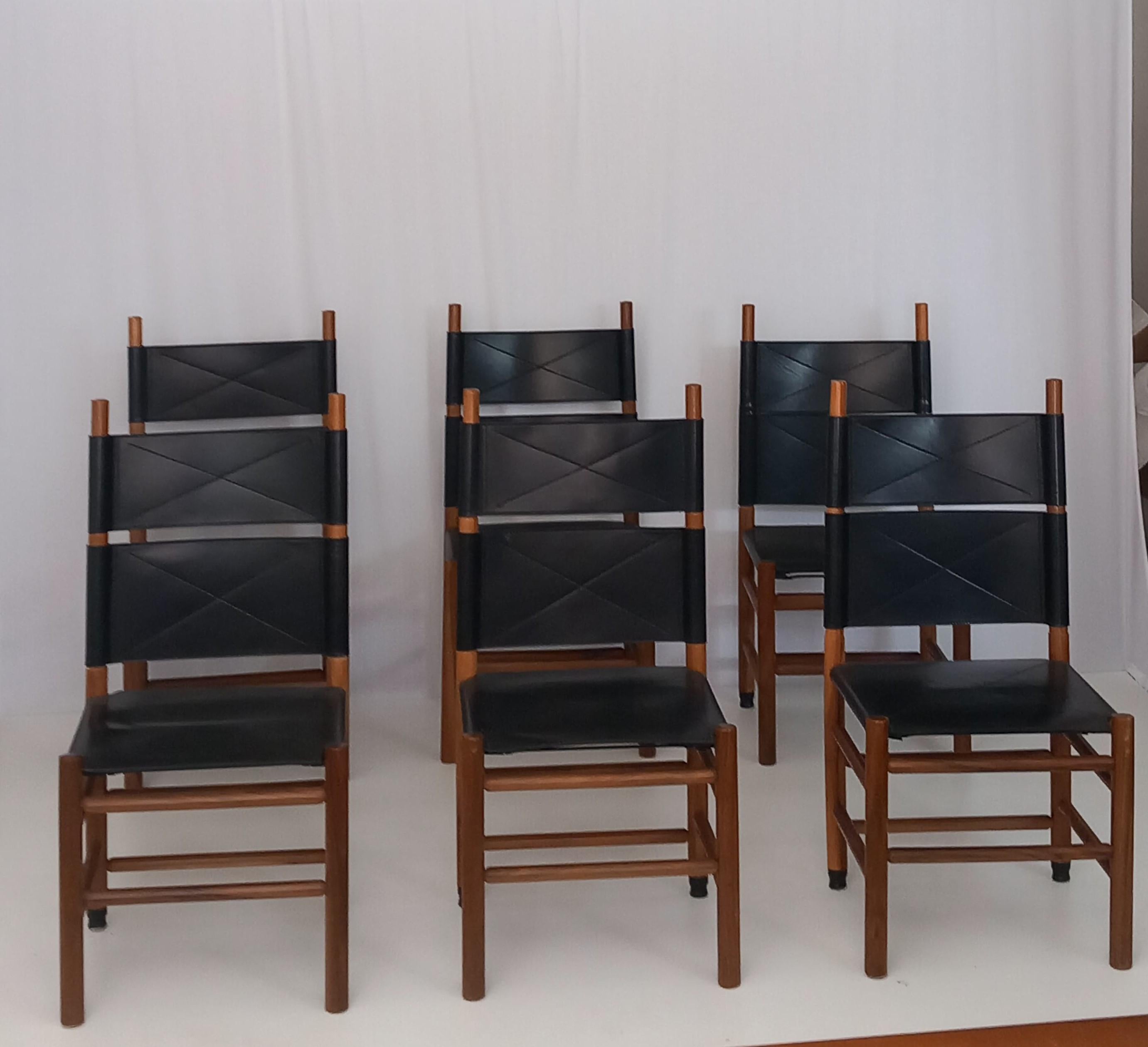 Set of 6 Kentucky Chairs by Carlo Scarpa for Bernini, 80s 7