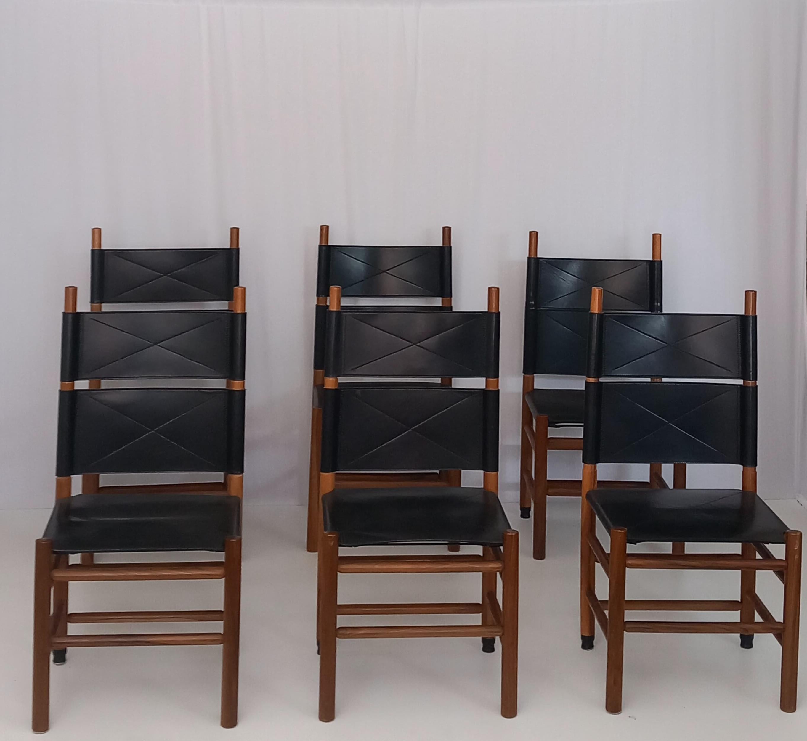 Set of 6 Kentucky Chairs by Carlo Scarpa for Bernini, 80s 8