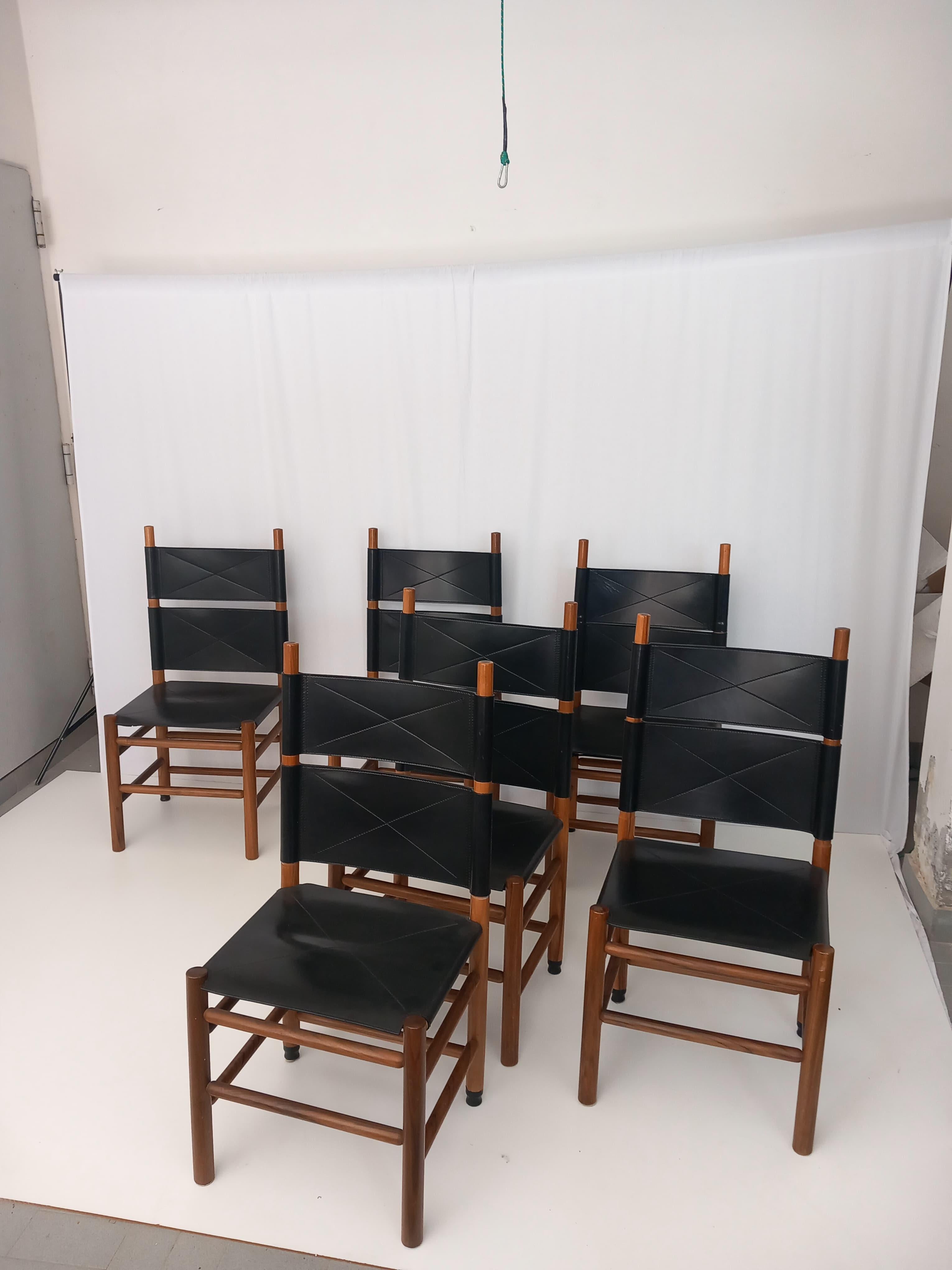 Set of 6 Kentucky Chairs by Carlo Scarpa for Bernini, 80s 9