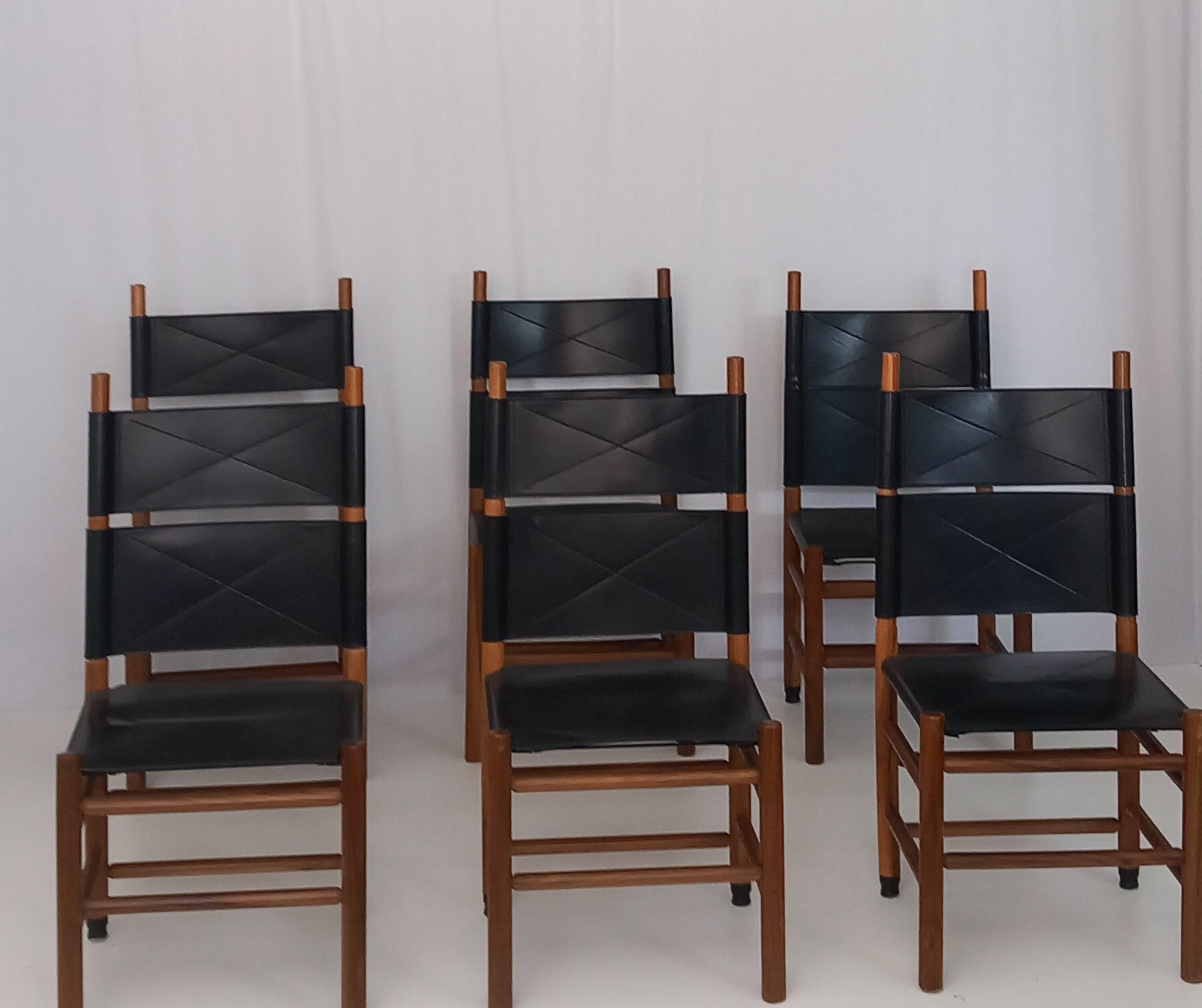 Set of 6 Kentucky Chairs by Carlo Scarpa for Bernini, 80s 1