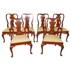 Set of 6 Kindel Queen Anne Style Mahogany Dining Chairs