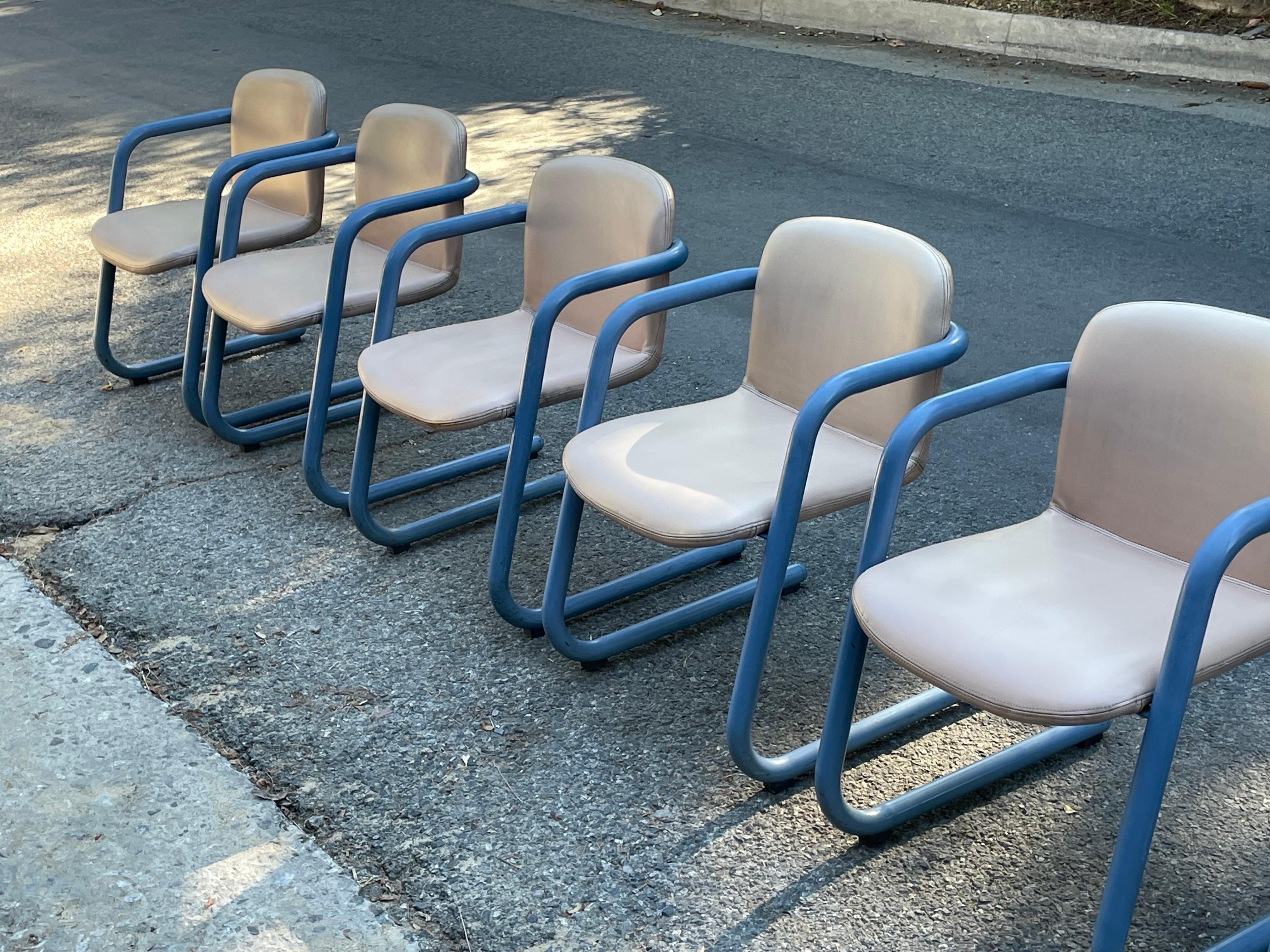 Late 20th Century Set of 6 Kinetics Blue 100/300 Chairs by Salmon & Hamilton
