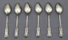 Set of 6 "King" Pattern Sterling Silver Demitasse Spoons, Circa 1900