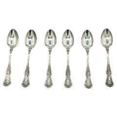 Set of 6 "King" Pattern Sterling Silver Demitasse Spoons, Circa 1900