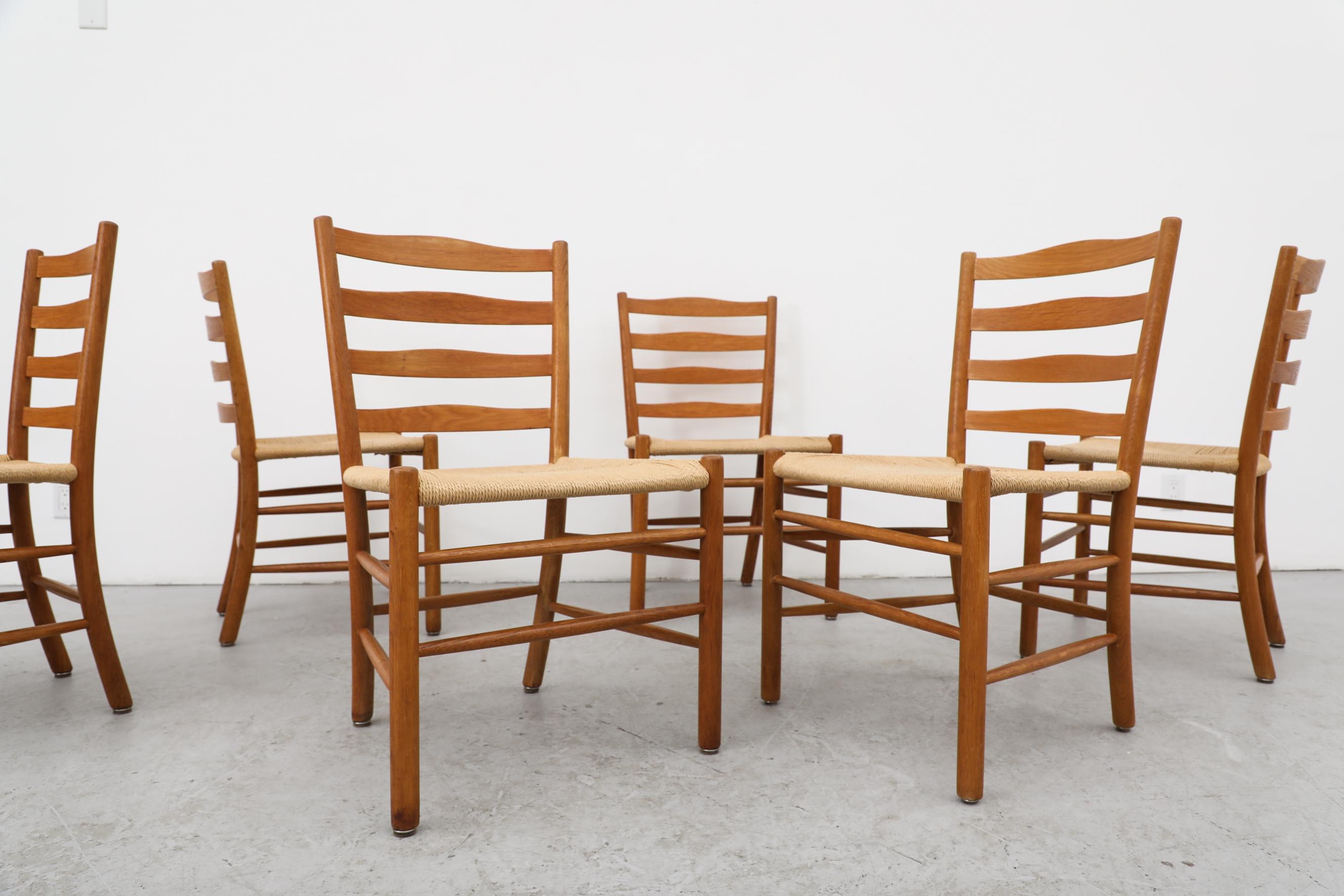 Mid-Century Modern Set of 6 'Kirkestole' Beechwood & Papercord Dining Chairs by Kaare Klint, 1960s