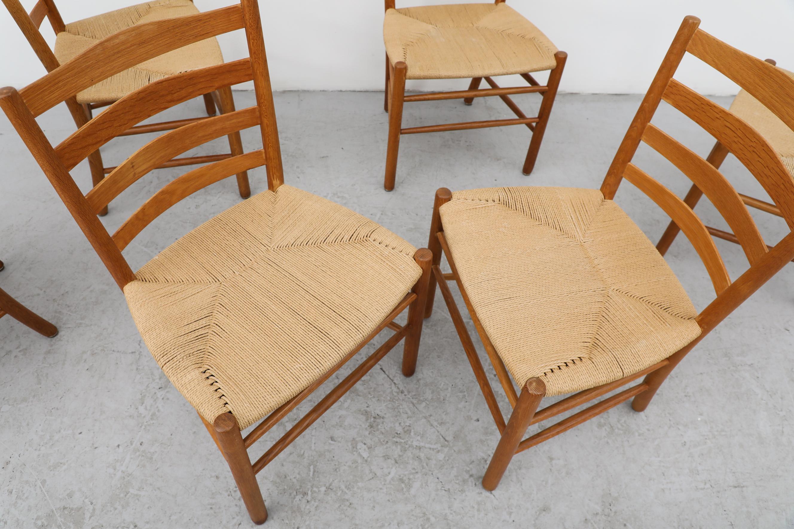 Set of 6 'Kirkestole' Beechwood & Papercord Dining Chairs by Kaare Klint, 1960s In Good Condition In Los Angeles, CA