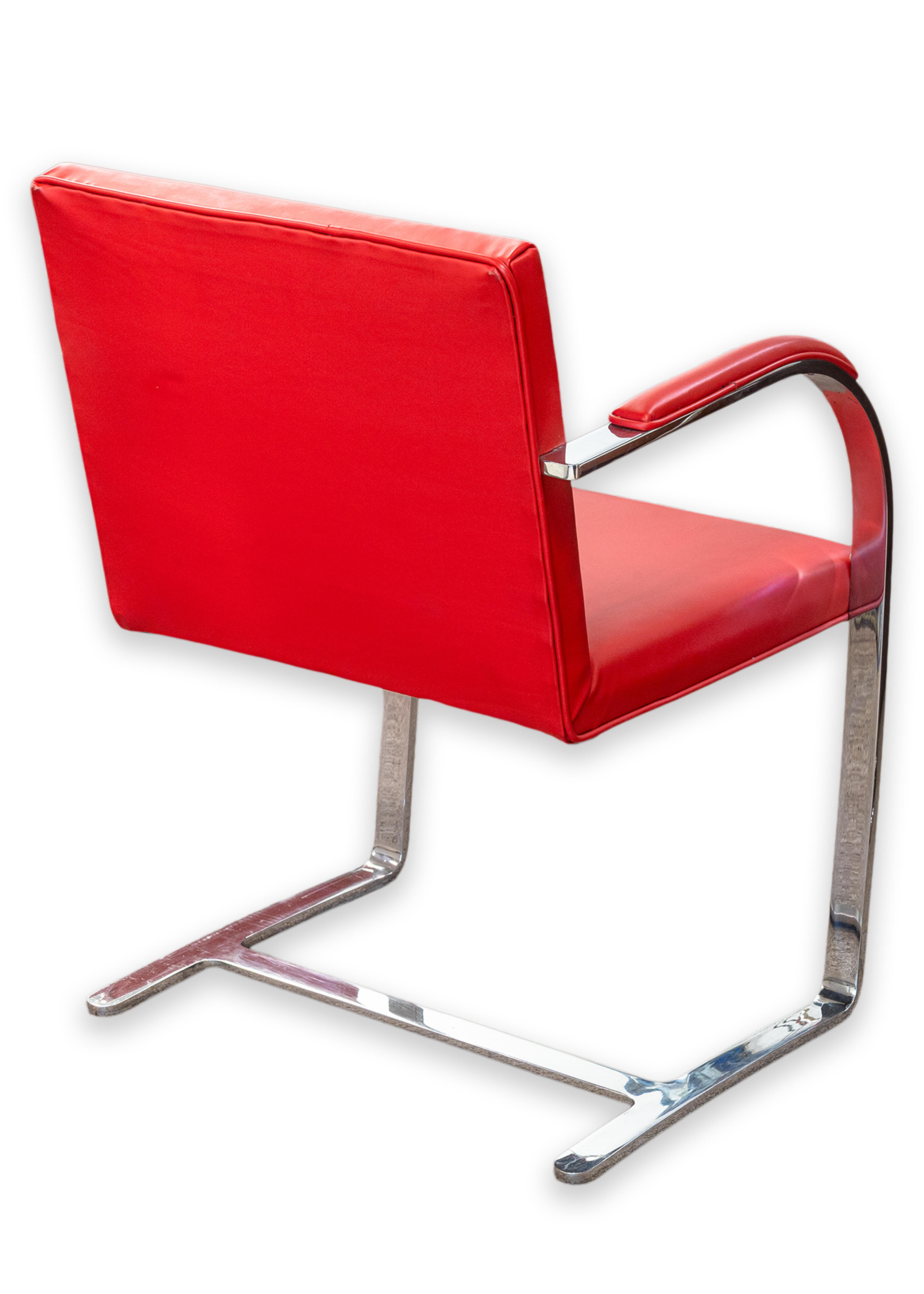 Set of 6 Knoll Brno Flat Bar Chrome Chairs with Authentic Ferrari Red Leather en venta 6