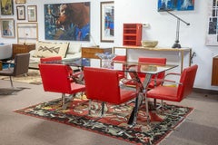 Set of 6 Knoll Brno Flat Bar Chrome Chairs with Authentic Ferrari Red Leather