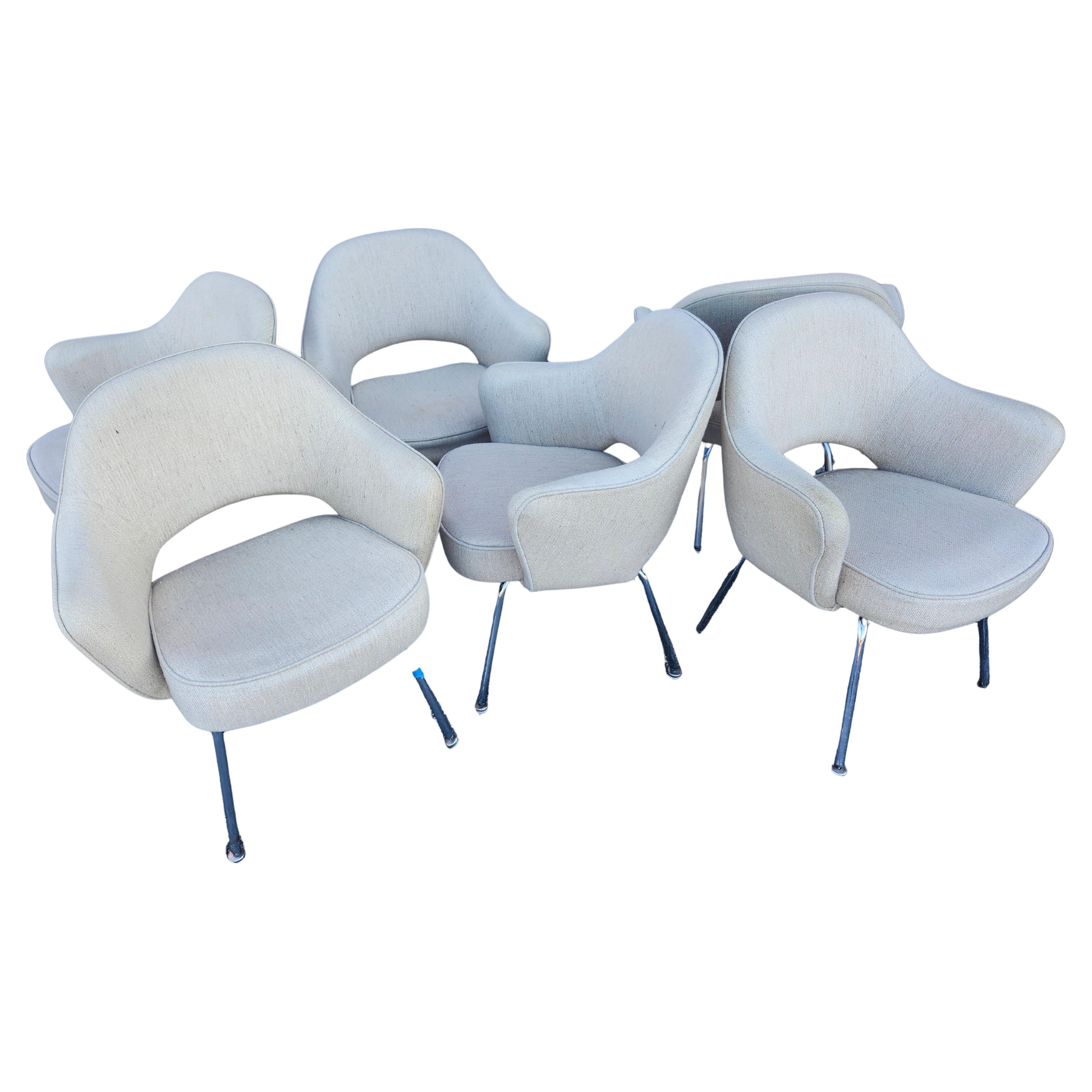 Set of 6 Knoll Executive Armchair Dining Chairs by Eero Saarinen For Sale 3