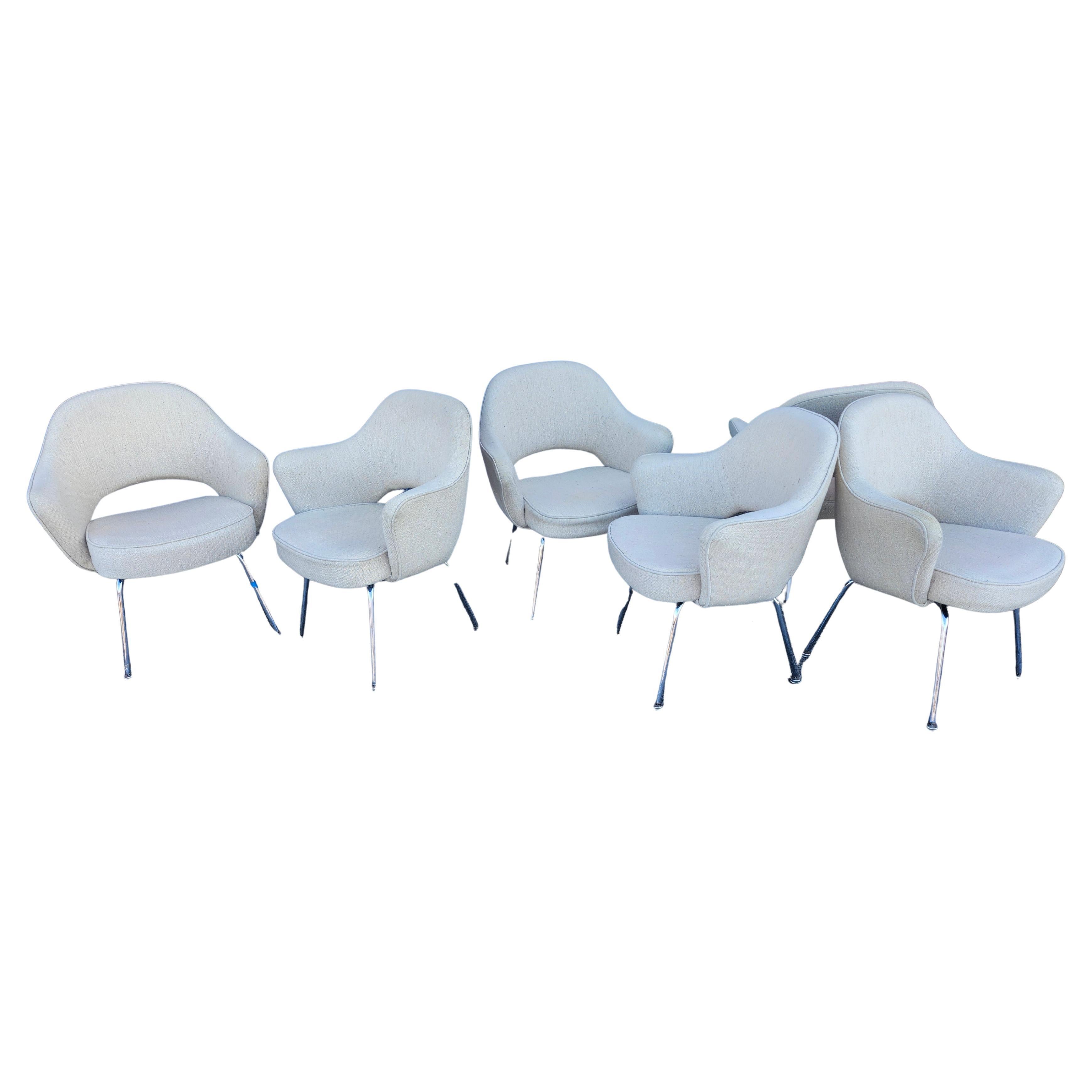 Set of 6 Knoll Executive Armchair Dining Chairs by Eero Saarinen For Sale 5
