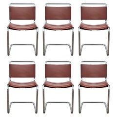 Used Set of 6 Knoll Spoleto Cantilevered Tubular Metal Chairs by Ufficio Tecnico