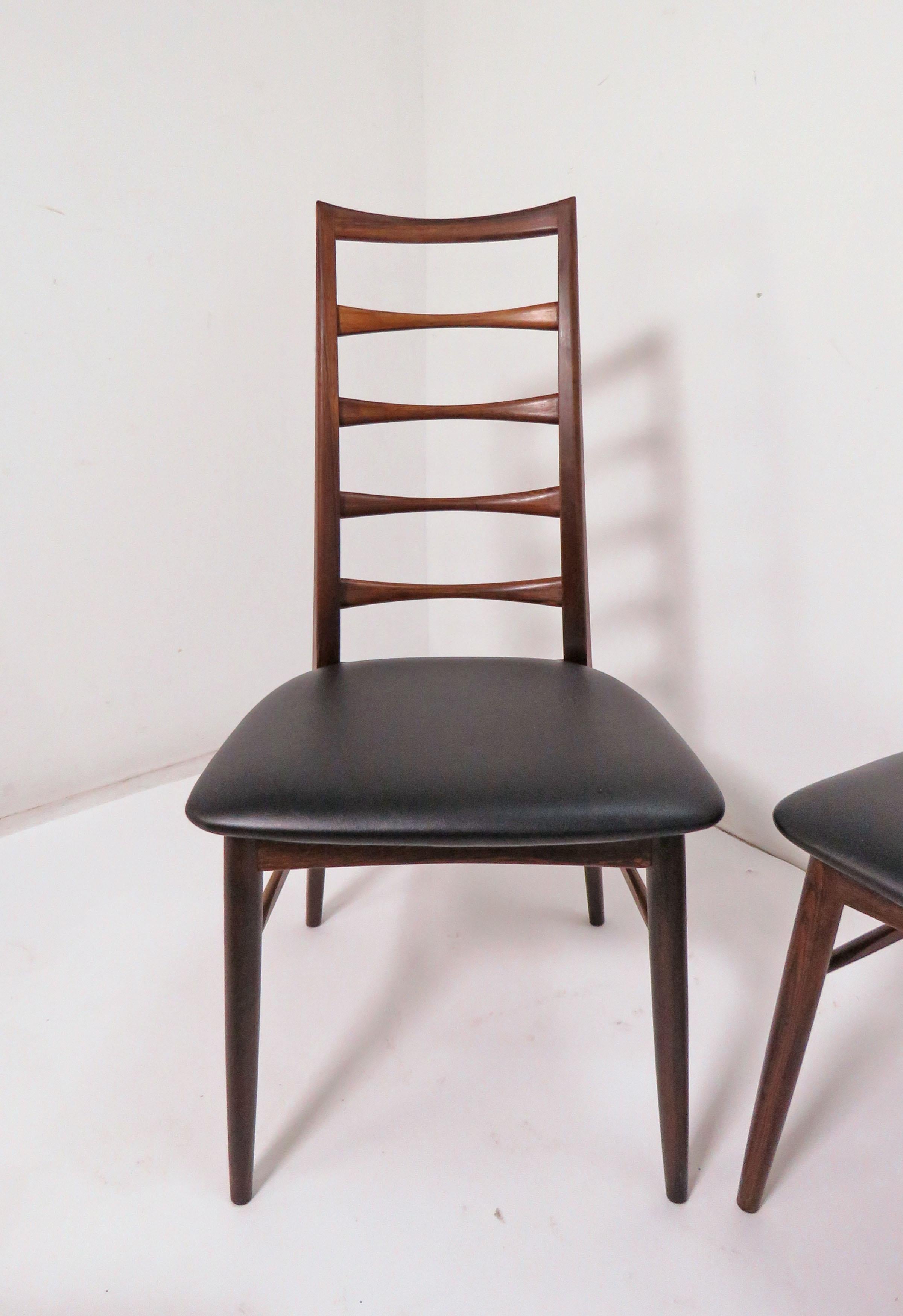 Mid-20th Century Set of 6 Koefoeds Hornslet Danish Rosewood Ladderback Dining Chairs, circa 1960s