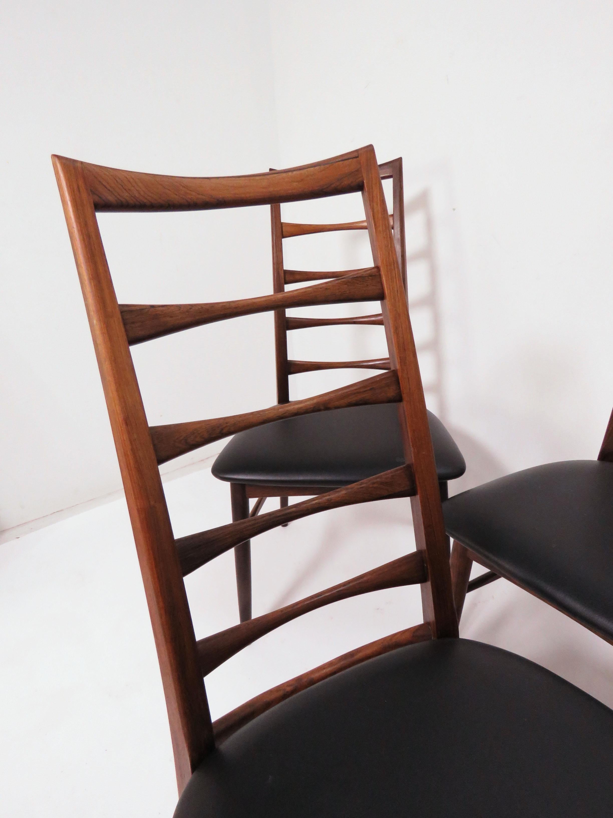 Set of 6 Koefoeds Hornslet Danish Rosewood Ladderback Dining Chairs, circa 1960s 1