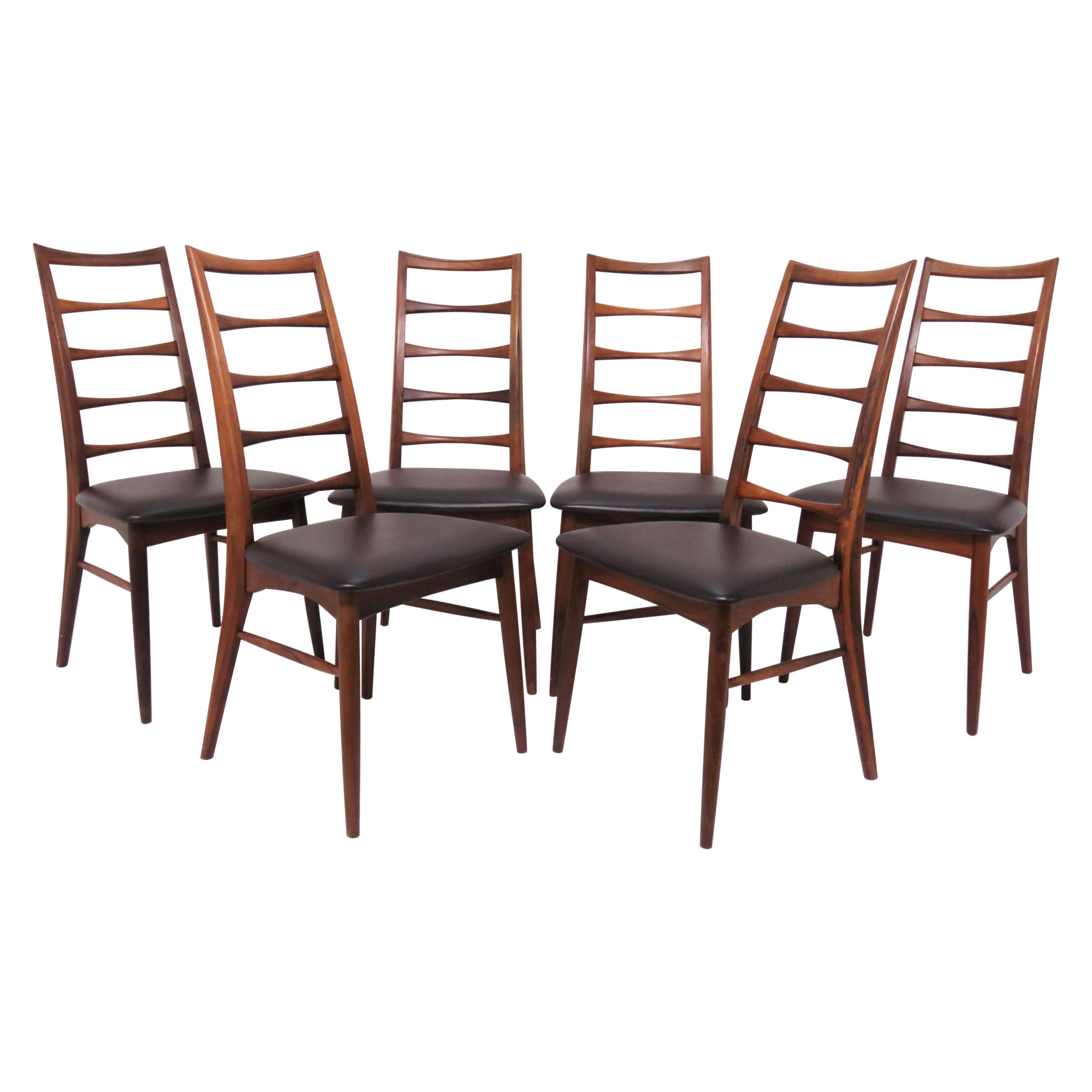 Set of 6 Koefoeds Hornslet Danish Rosewood Ladderback Dining Chairs, circa 1960s