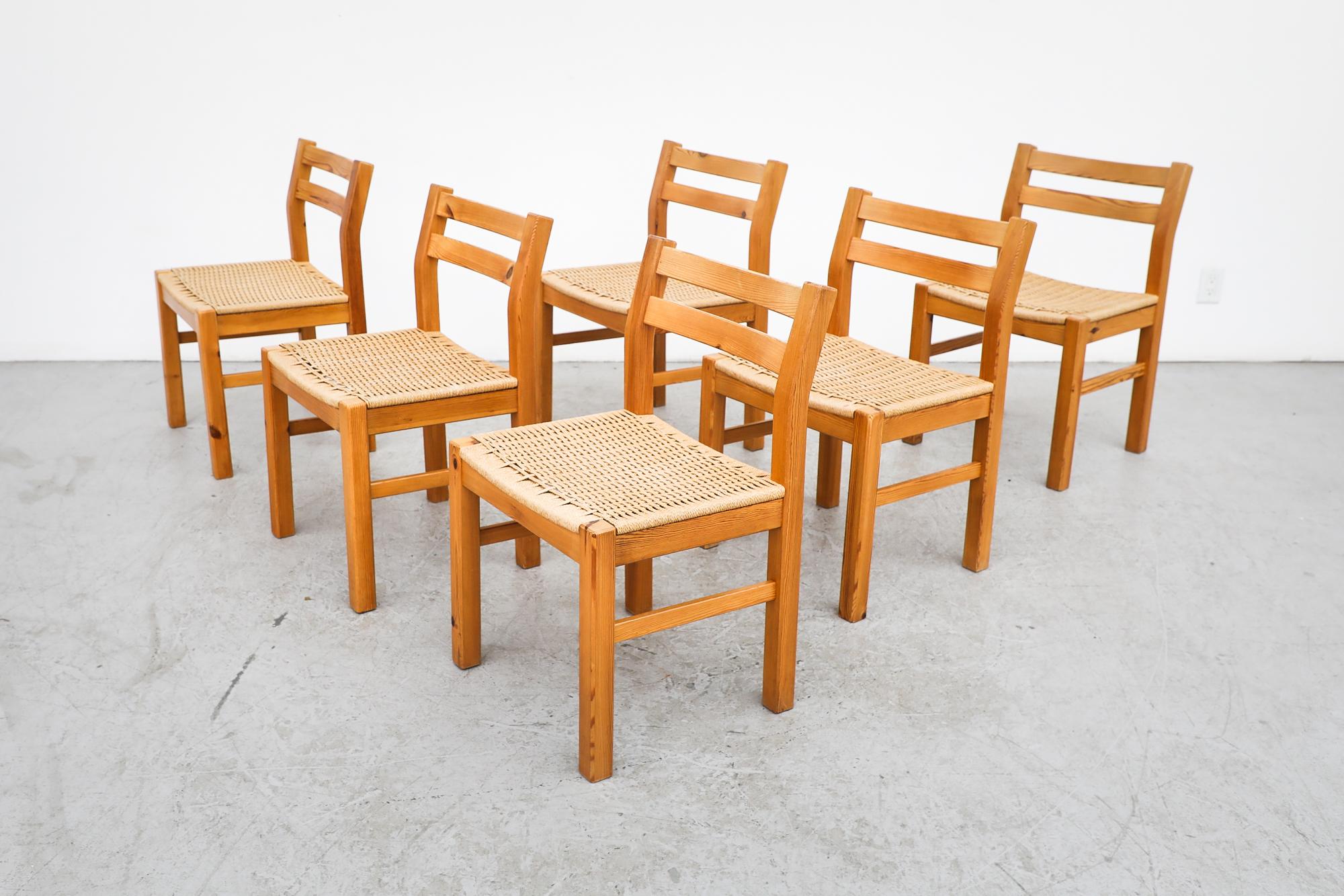 Set of 6 Korup Stolefabrik Pine and Papercord Chairs 1