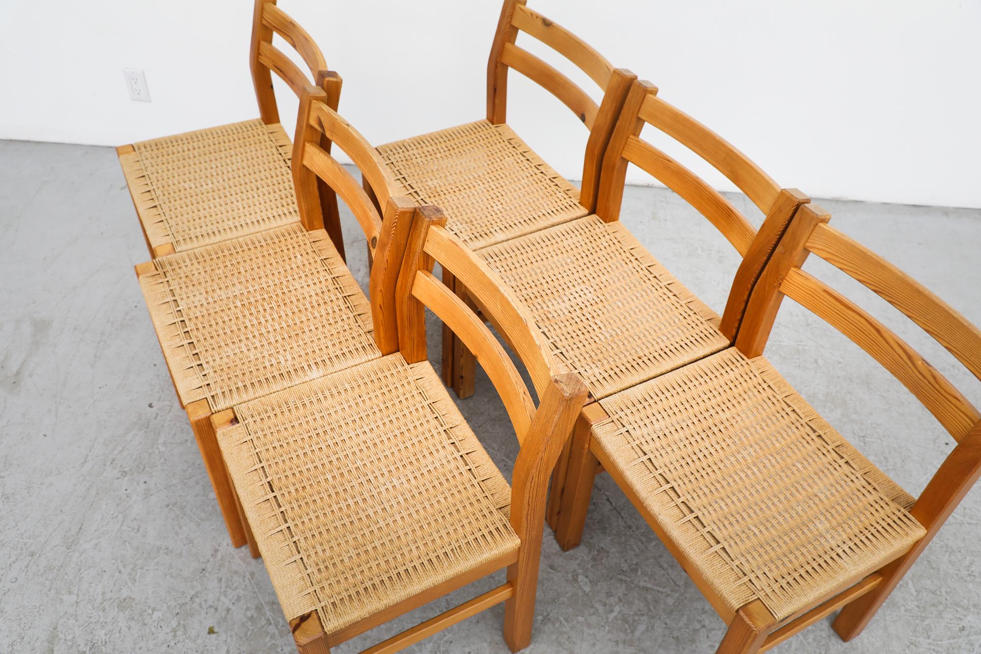 Set of 6 Korup Stolefabrik Pine and Papercord Chairs 2