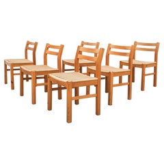 Set of 6 Korup Stolefabrik Pine and Papercord Chairs