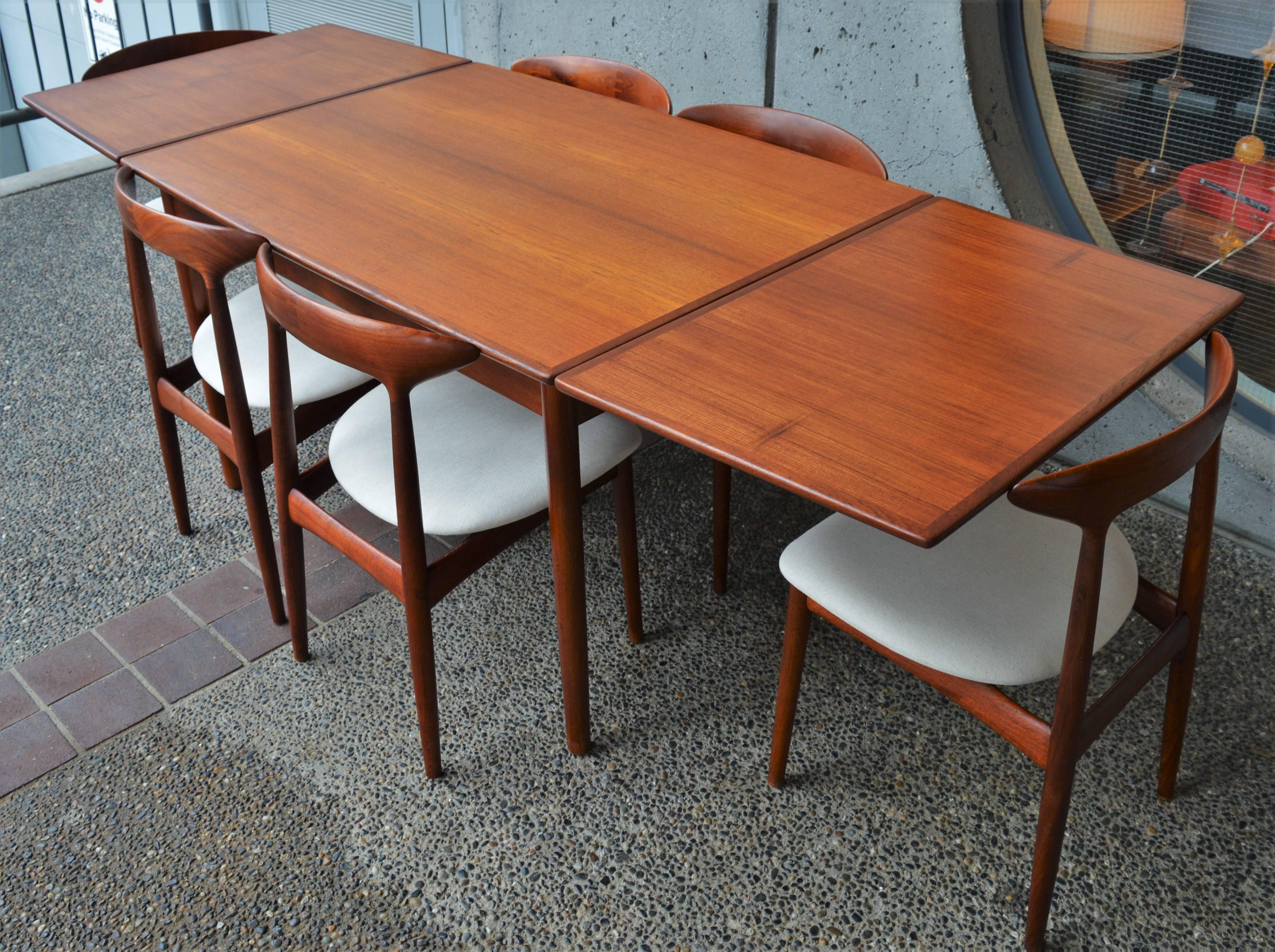 Set of Six Kurt Ostervig Inlaid Solid Teak Curved Back Dining Chairs, Denmark 1