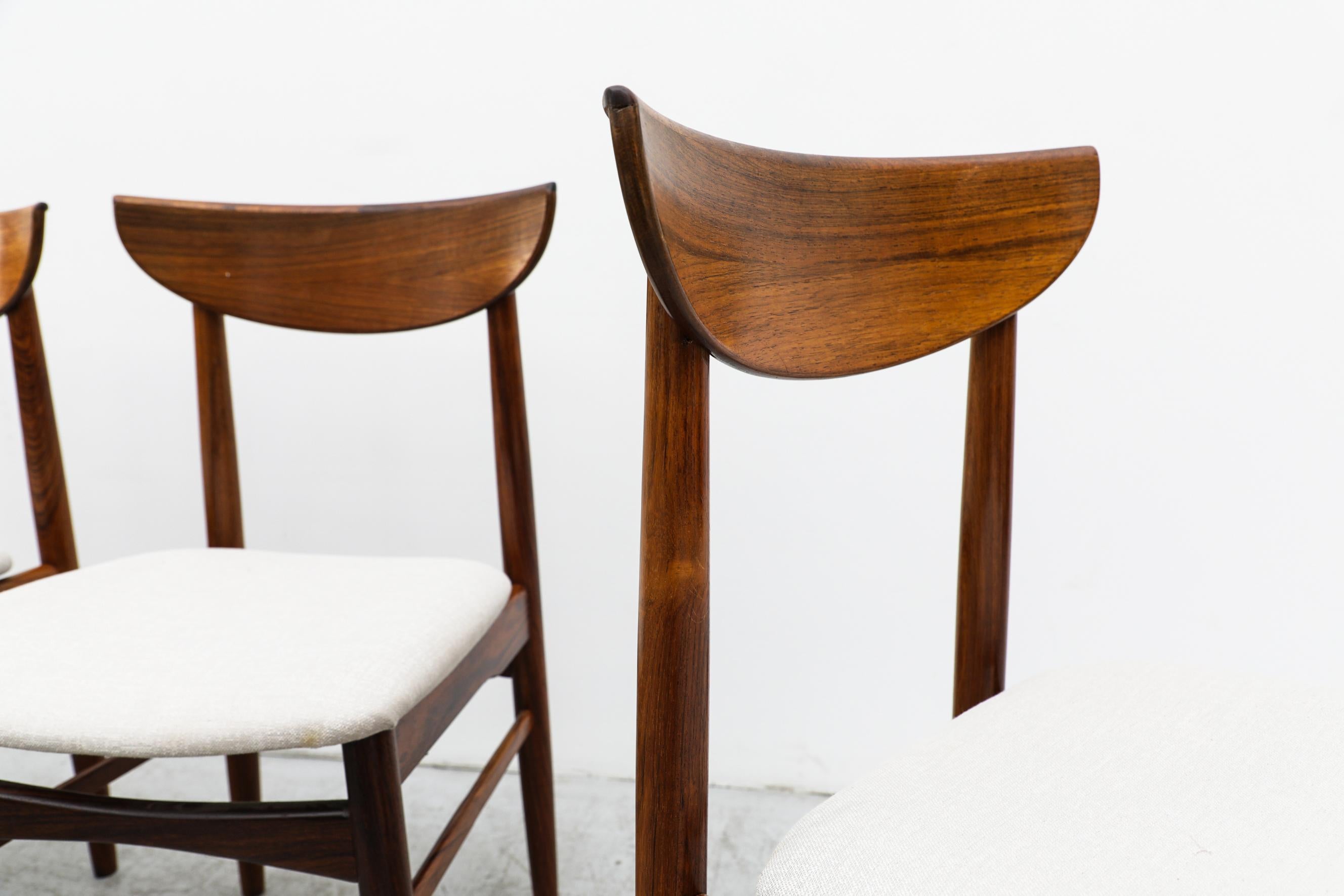 Set of 6 Kurt Østervig Rosewood Dining Chairs for KP Mobler w/ Bone White Seats For Sale 4