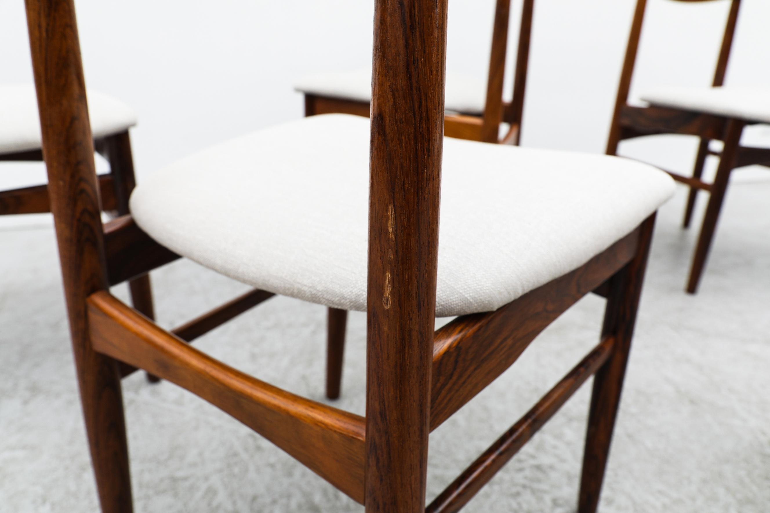 Set of 6 Kurt Østervig Rosewood Dining Chairs for KP Mobler w/ Bone White Seats For Sale 8