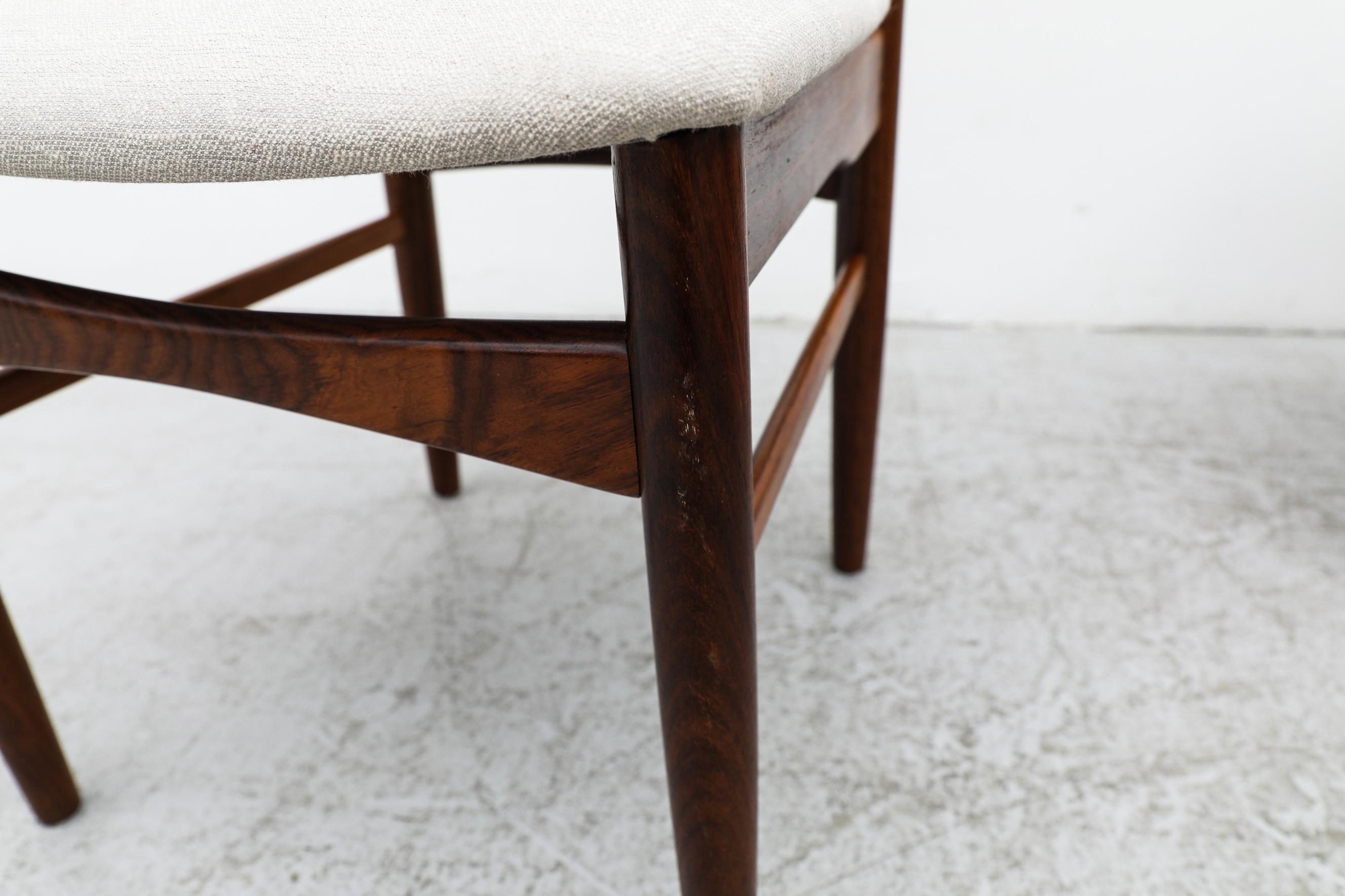 Set of 6 Kurt Østervig Rosewood Dining Chairs for KP Mobler w/ Bone White Seats For Sale 11