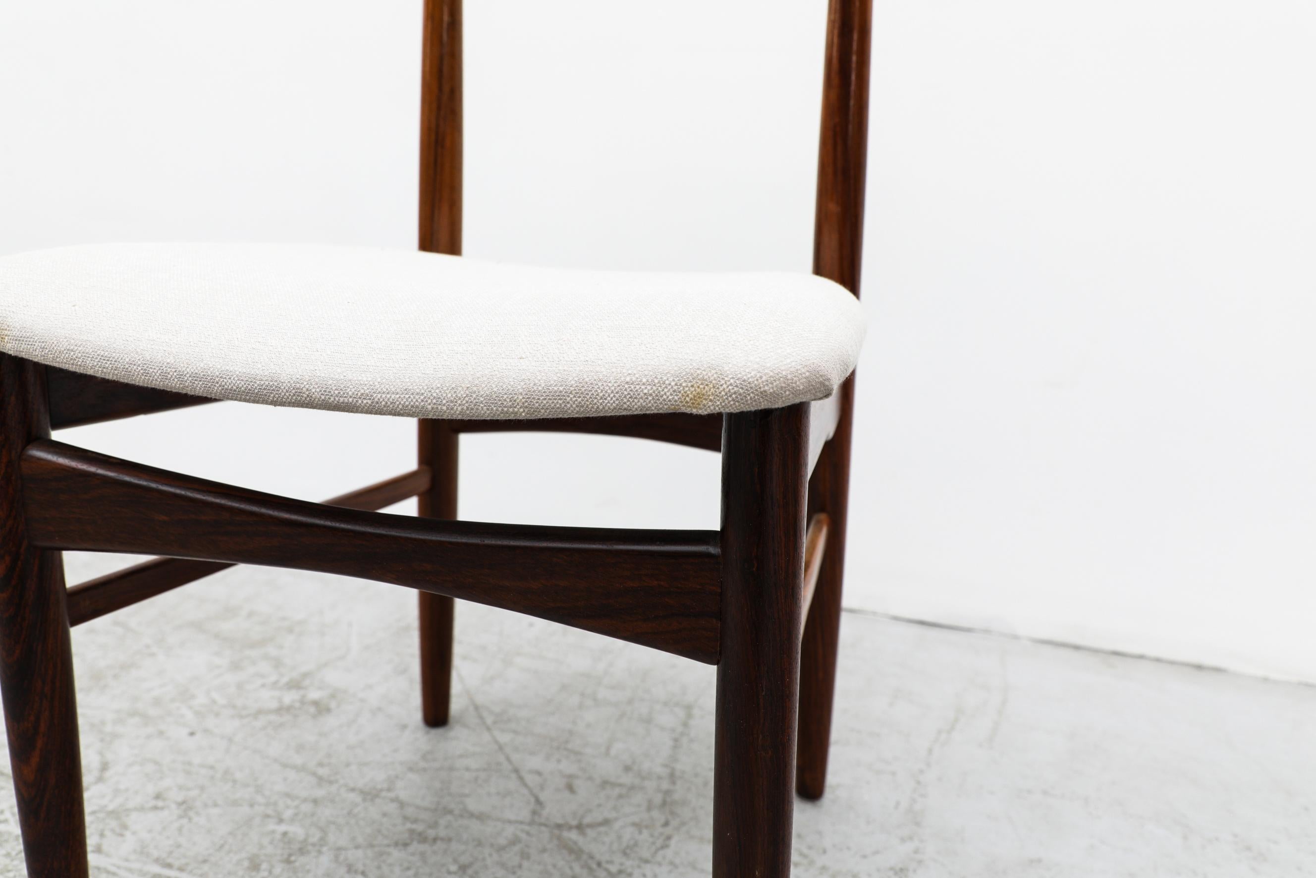 Set of 6 Kurt Østervig Rosewood Dining Chairs for KP Mobler w/ Bone White Seats For Sale 13