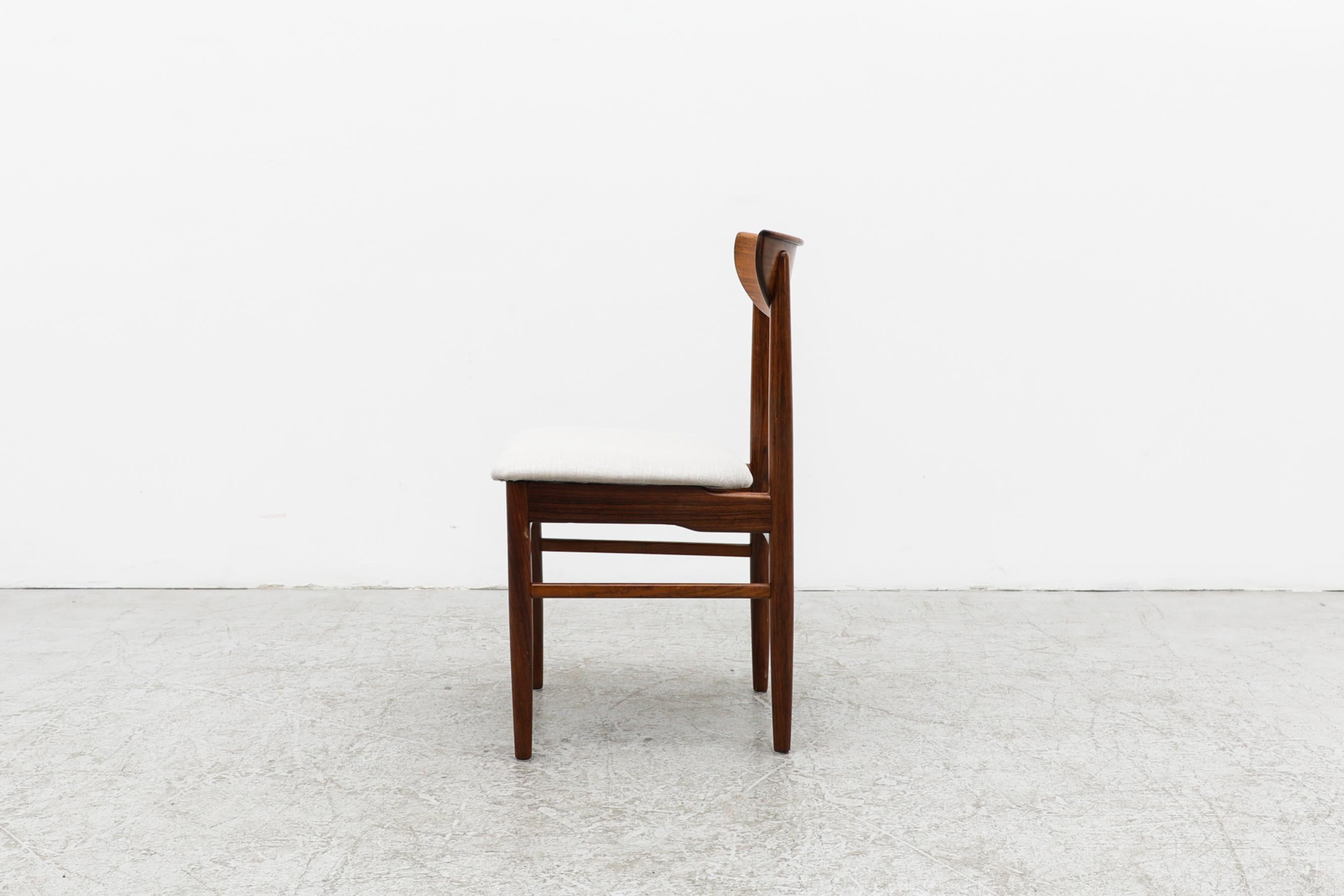 Set of 6 Kurt Østervig Rosewood Dining Chairs for KP Mobler w/ Bone White Seats In Good Condition For Sale In Los Angeles, CA