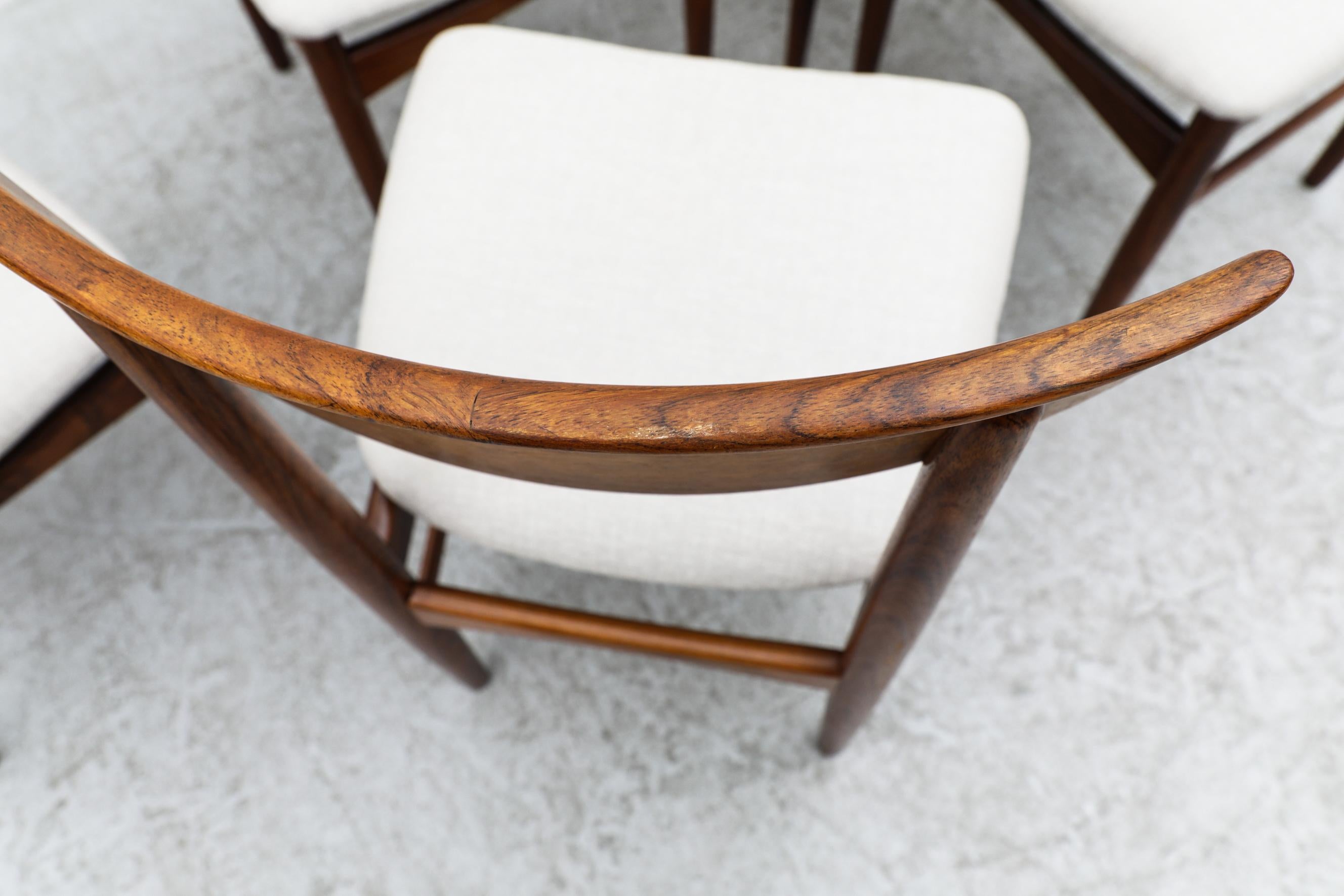 Set of 6 Kurt Østervig Rosewood Dining Chairs for KP Mobler w/ Bone White Seats For Sale 3
