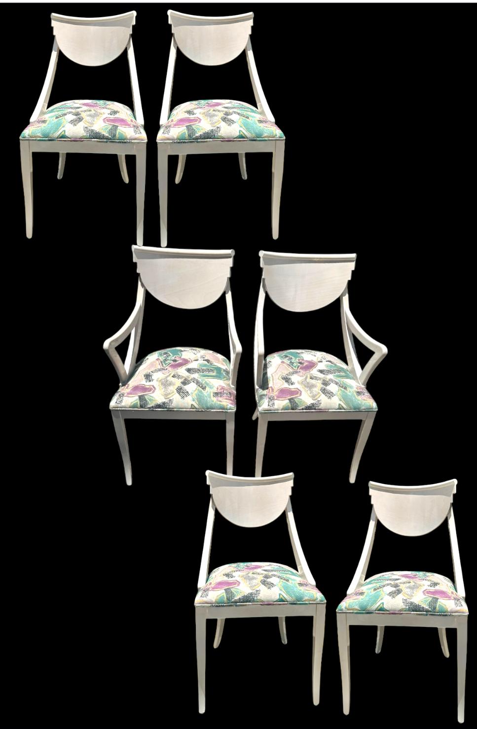 italien 6 chaises de salle à manger Hollywood Regency en Wood laqué par Pietro Costantini en vente