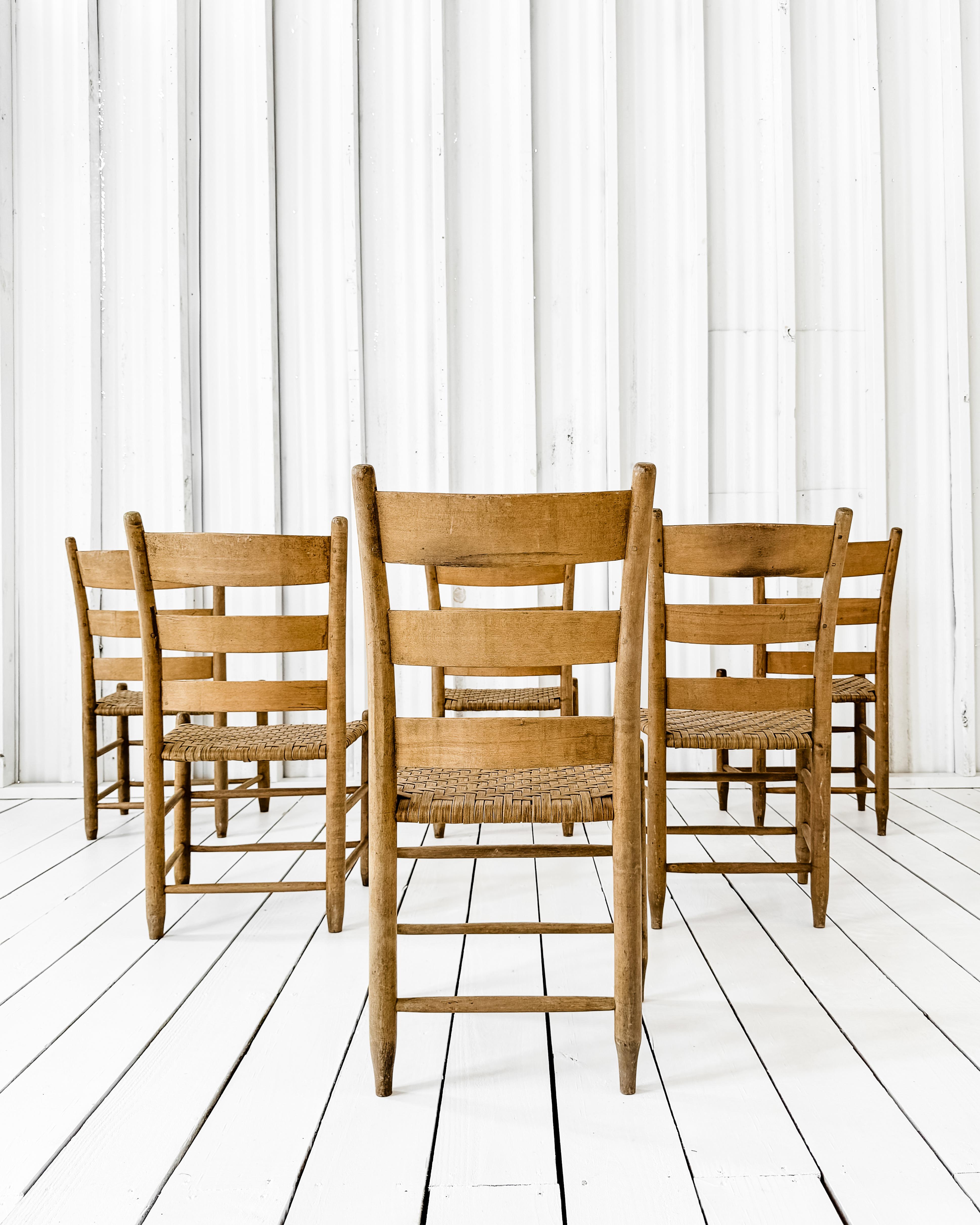 Set of 6 Ladder Back Chairs with Wood Splint Seats 6