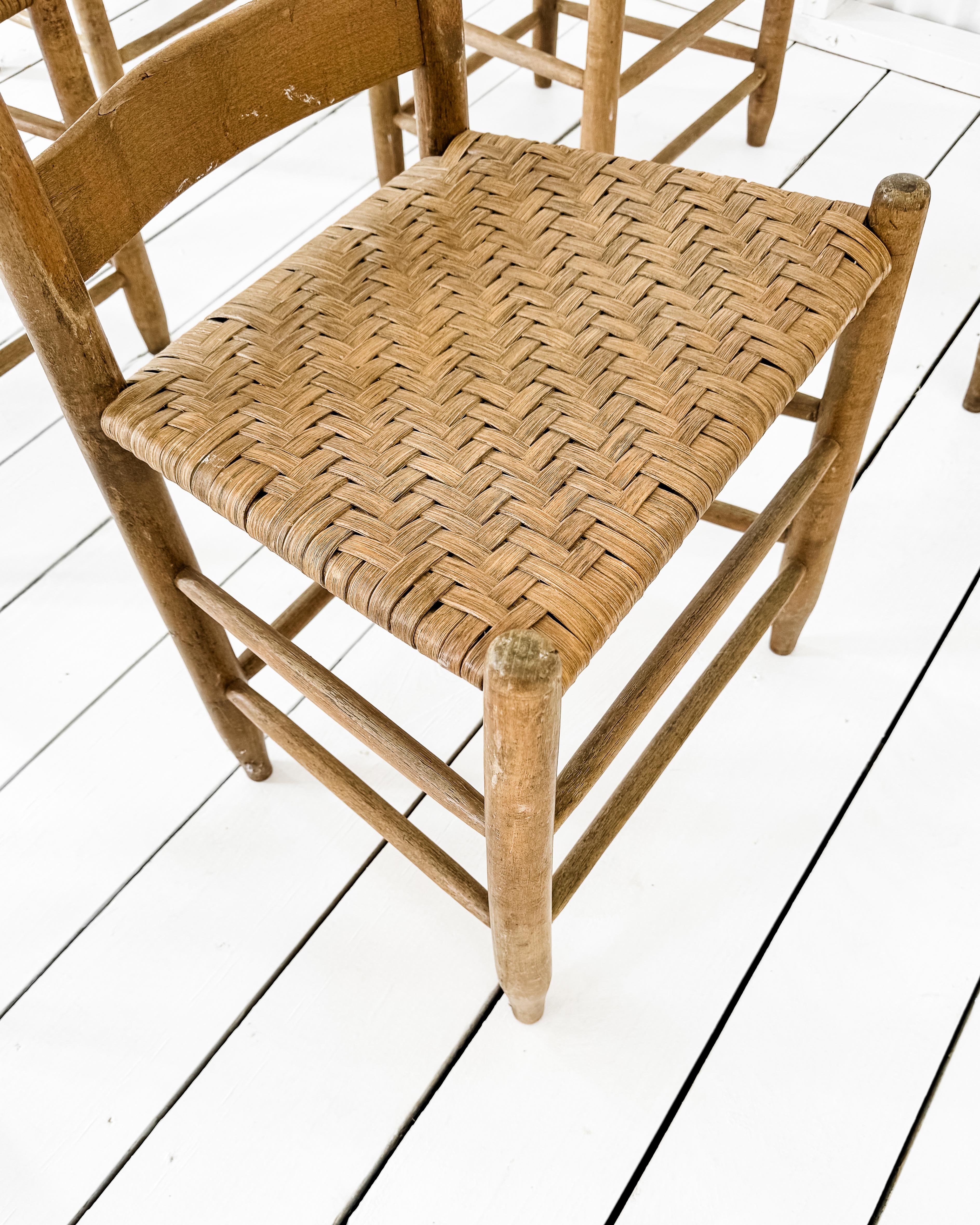 Set of 6 Ladder Back Chairs with Wood Splint Seats 3