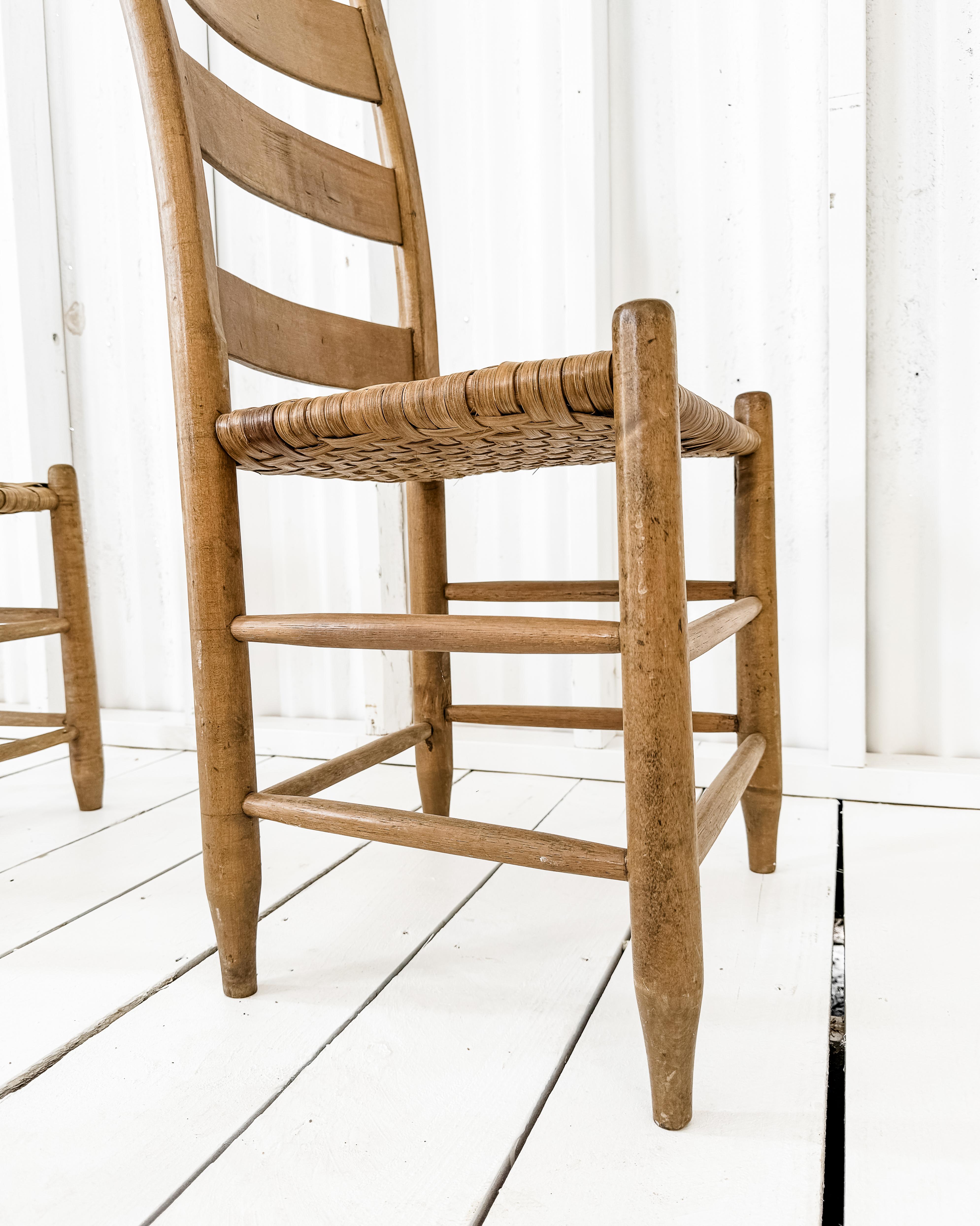 Set of 6 Ladder Back Chairs with Wood Splint Seats 4