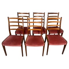 Set Of 6  Ladder Back Teak Dining Chairs By G Plan Mid Century Modern