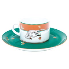 Vintage Set Of 6 Lafarge & Bernadaud Limoges For Le Cirque Monkey Tea Cups And Saucers