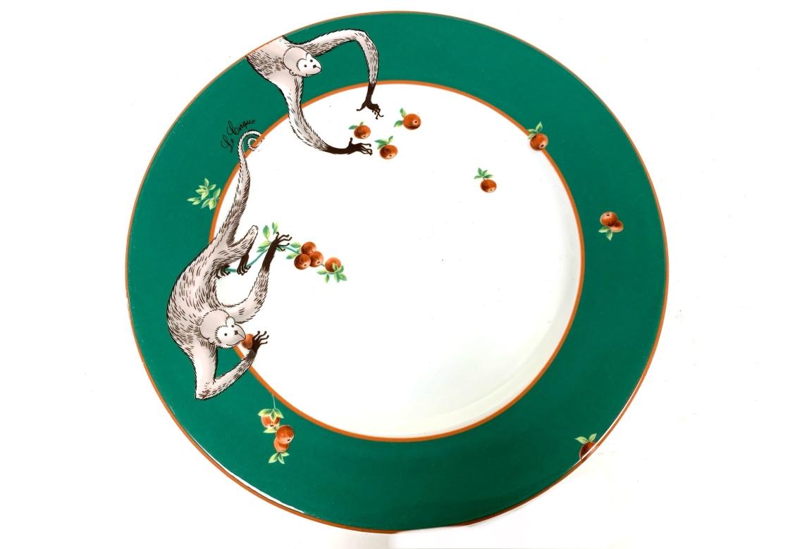 Hollywood Regency Lot de 6 assiettes à salade à singes Lafarge Limoges pour le restaurant Cirque en vente