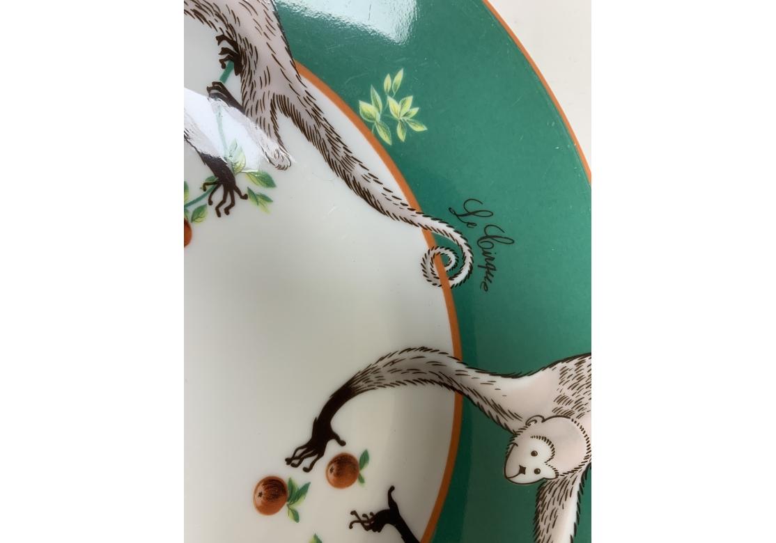 20ième siècle Lot de 6 assiettes à salade à singes Lafarge Limoges pour le restaurant Cirque en vente