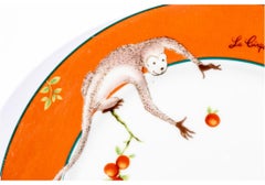 Set Of 6 Lafarge Limoges For Le Cirque Restaurant Orange Monkey Salad Plates
