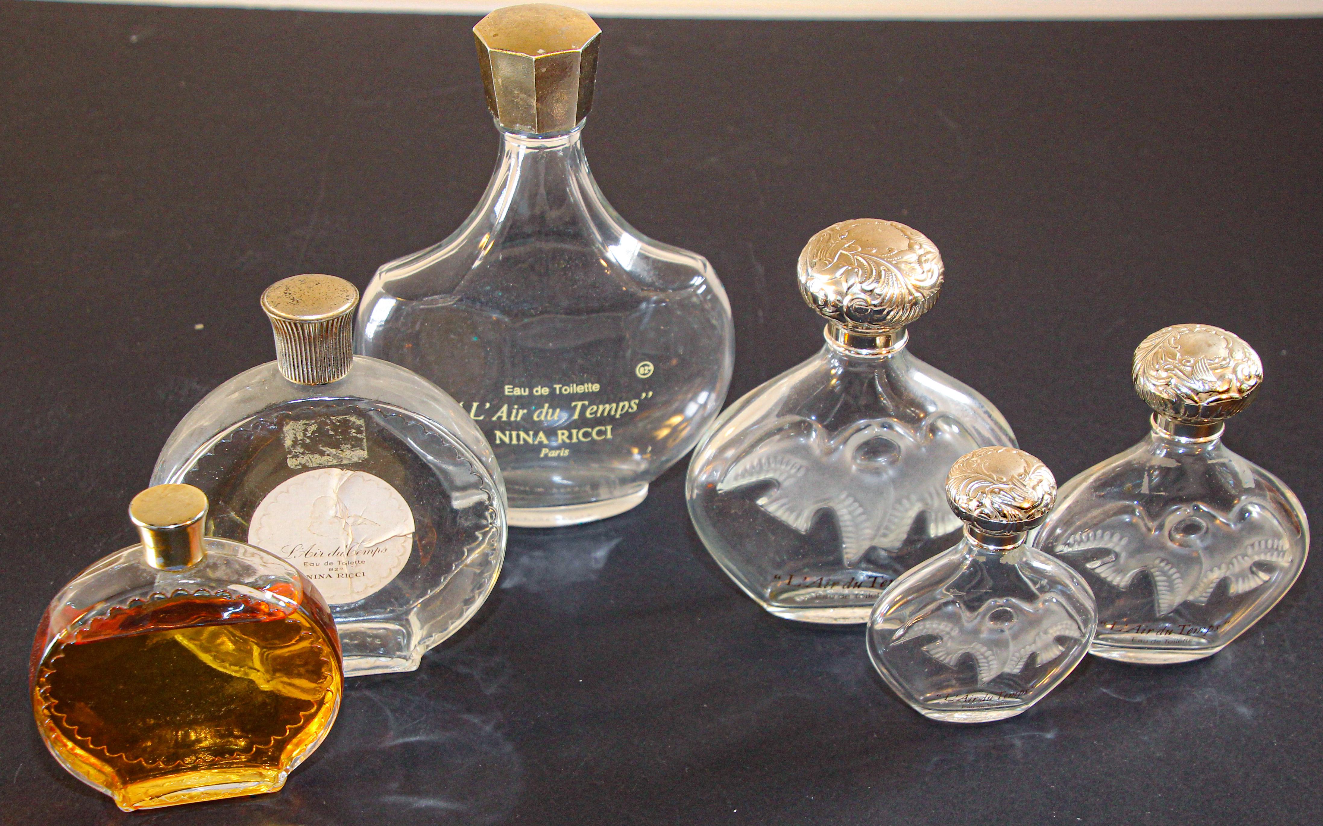 Lot vintage de 6 flacons de parfum de collection Nina Ricci 