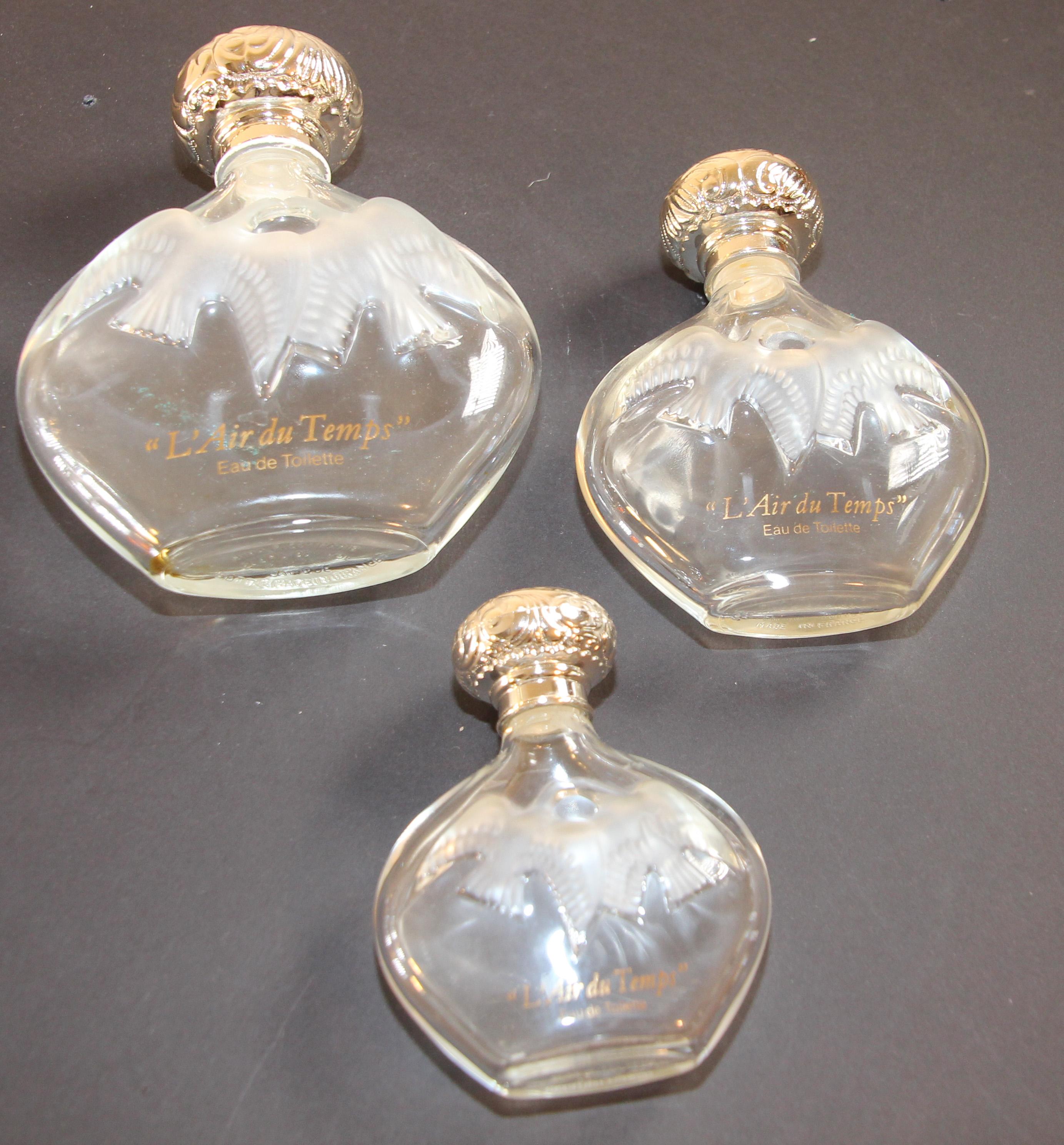 Art Deco Set of 6 Lalique Creation Collectible Nina Ricci Perfume Bottles For Sale