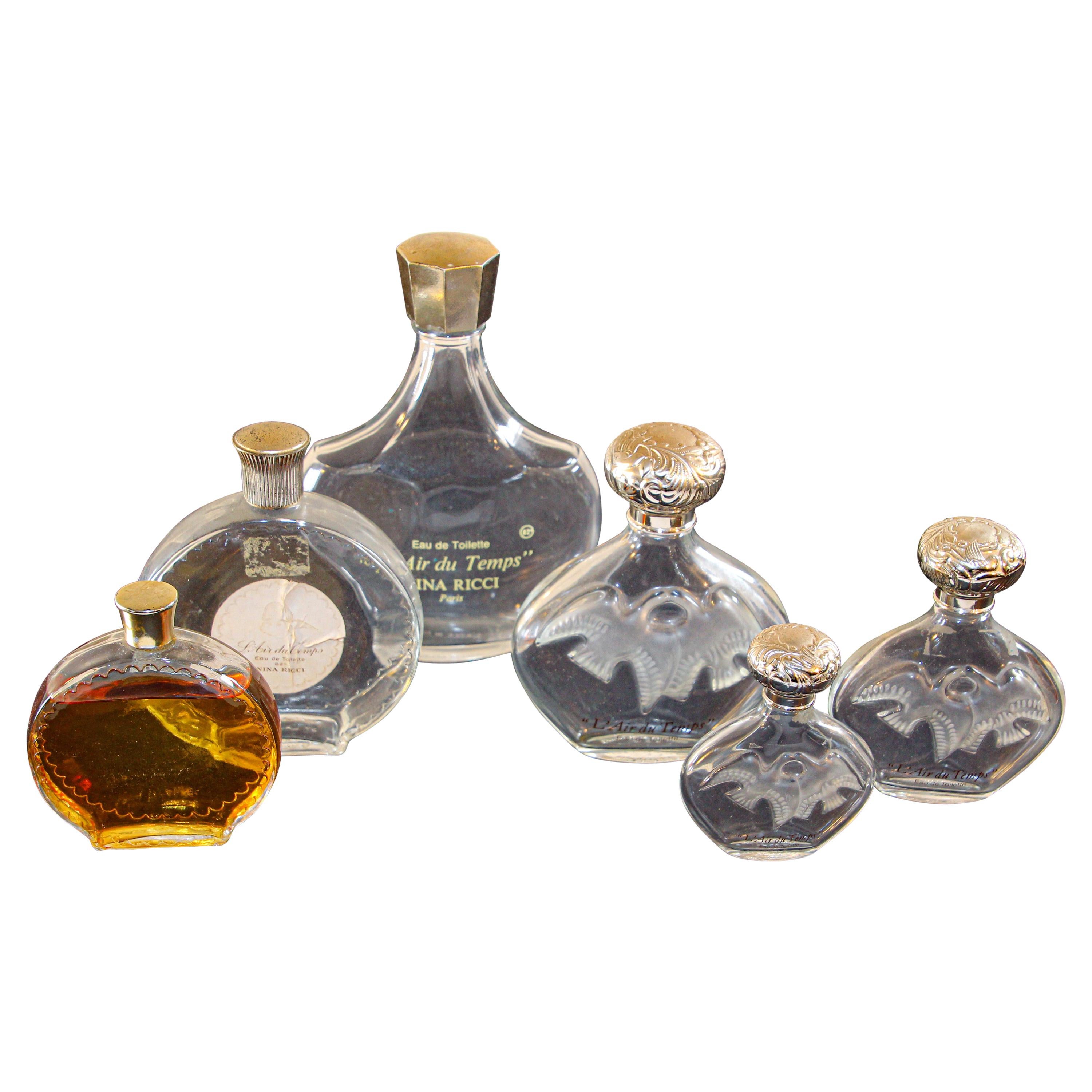 Set of 6 Lalique Creation Collectible Nina Ricci Perfume Bottles For Sale