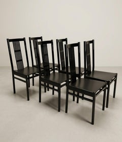 Set of 6 laquered dining chairs, Italy 80s