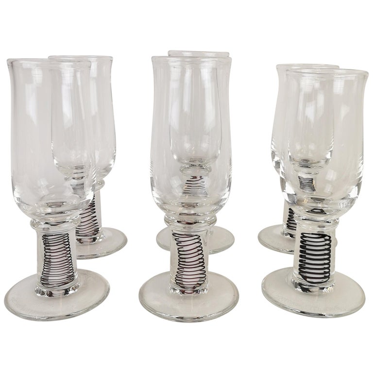 Set of 6 Large Art Glasses Erik Höglund Sweden, 1992