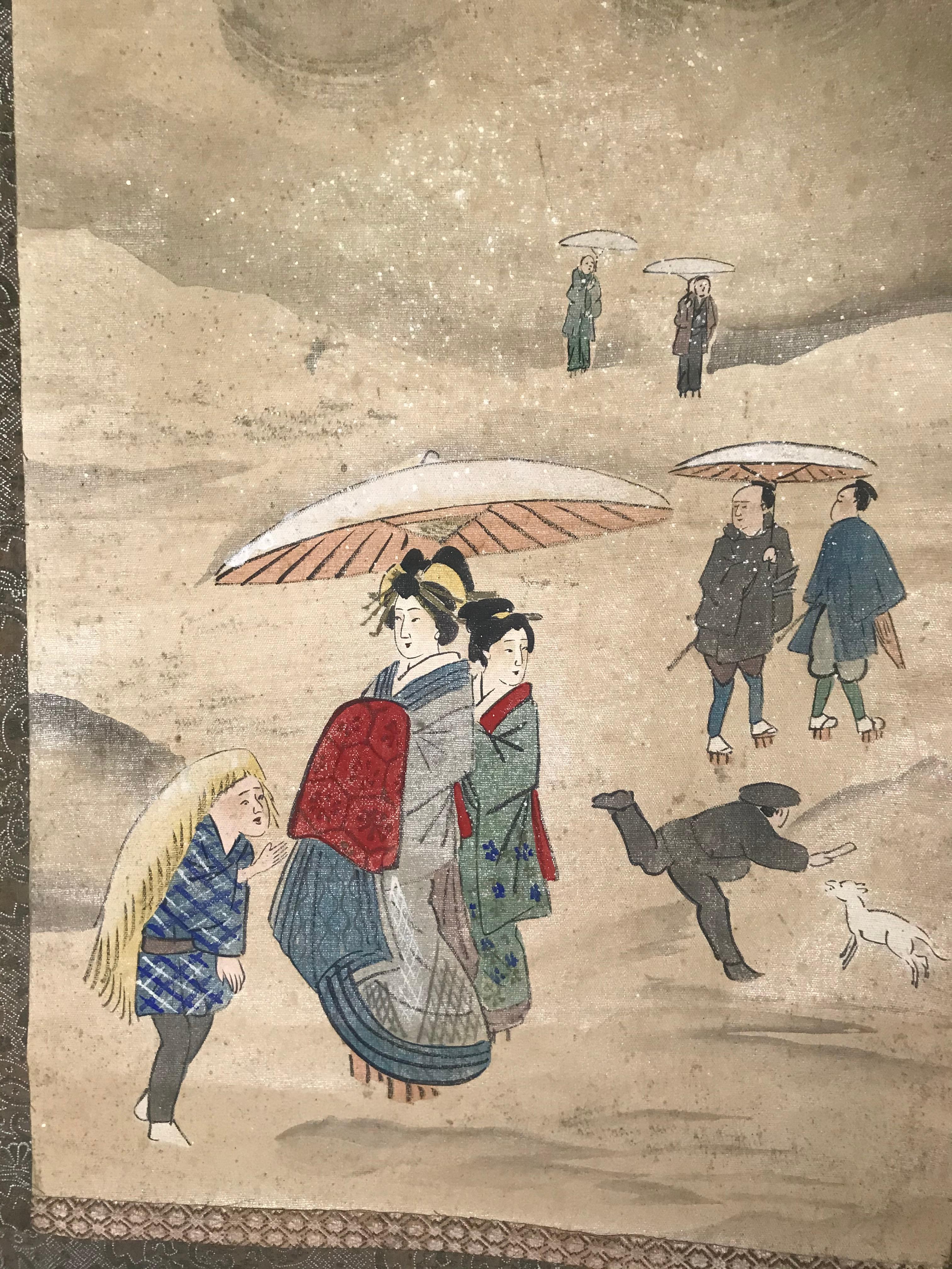 Set of 6 Large Kakemonos Japanese Mythology, 19th Century Japan circa 1800 Edo For Sale 5